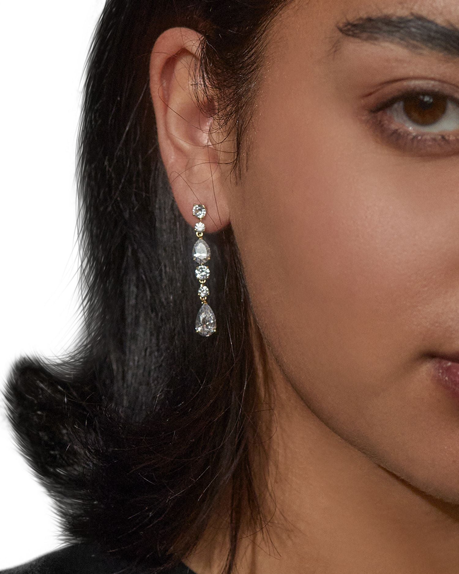 Halle Cubic Zirconia Linear Drop Earrings