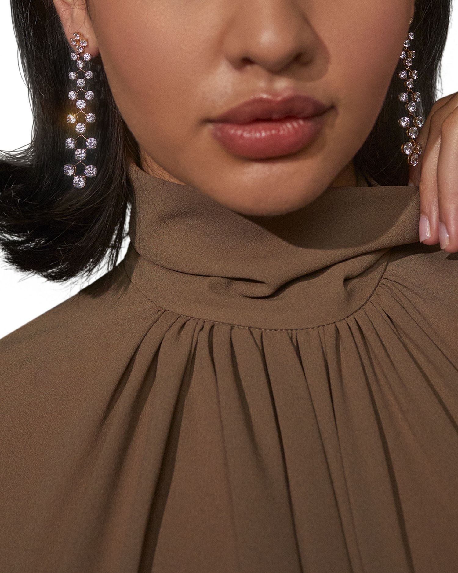 Halle Cubic Zirconia Graduated Linear Drop Earrings in 18K Gold Plated