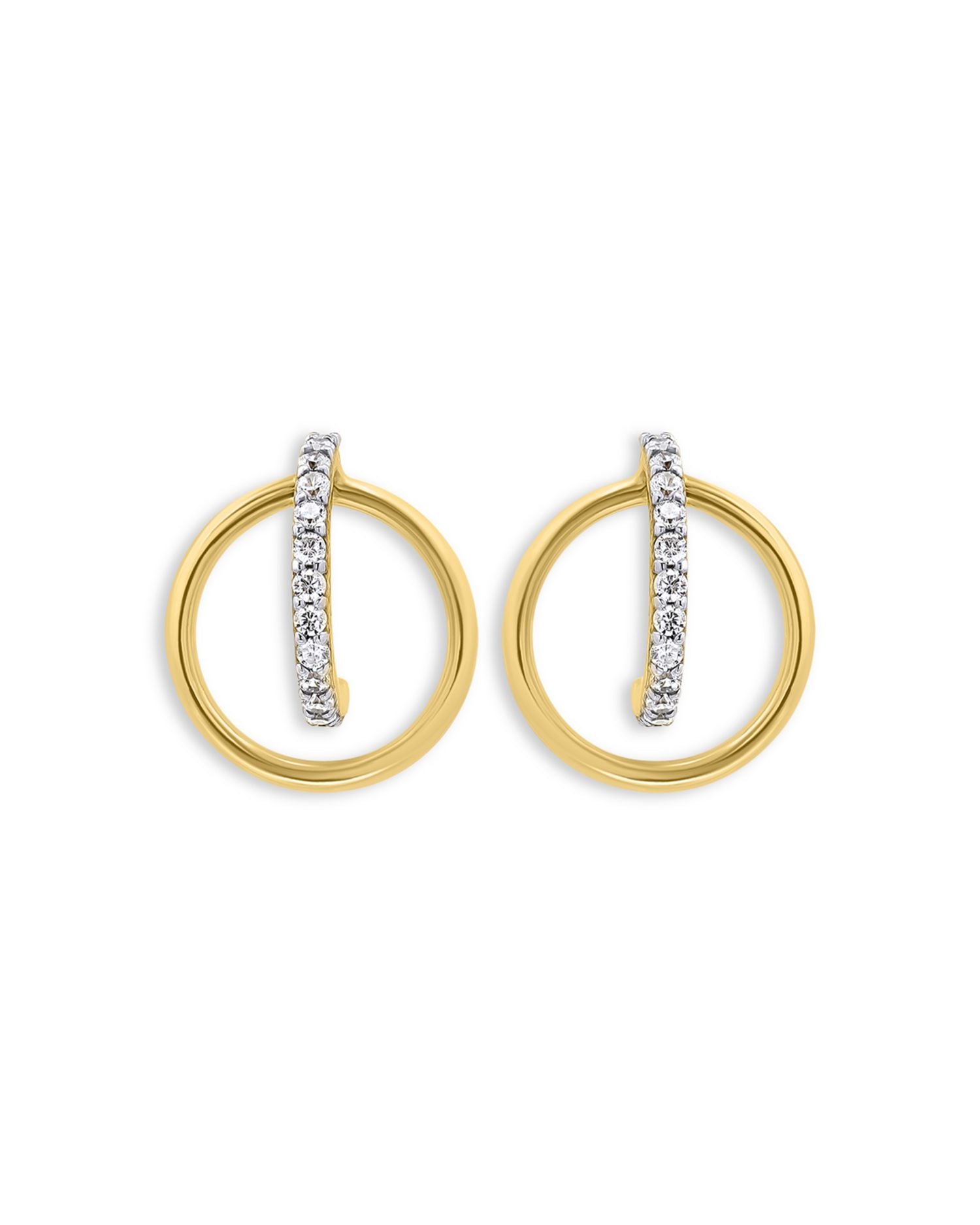 Cubic Zirconia Orbital Circle Drop Earrings in 18K Gold Plated Sterling Silver - Exclusive