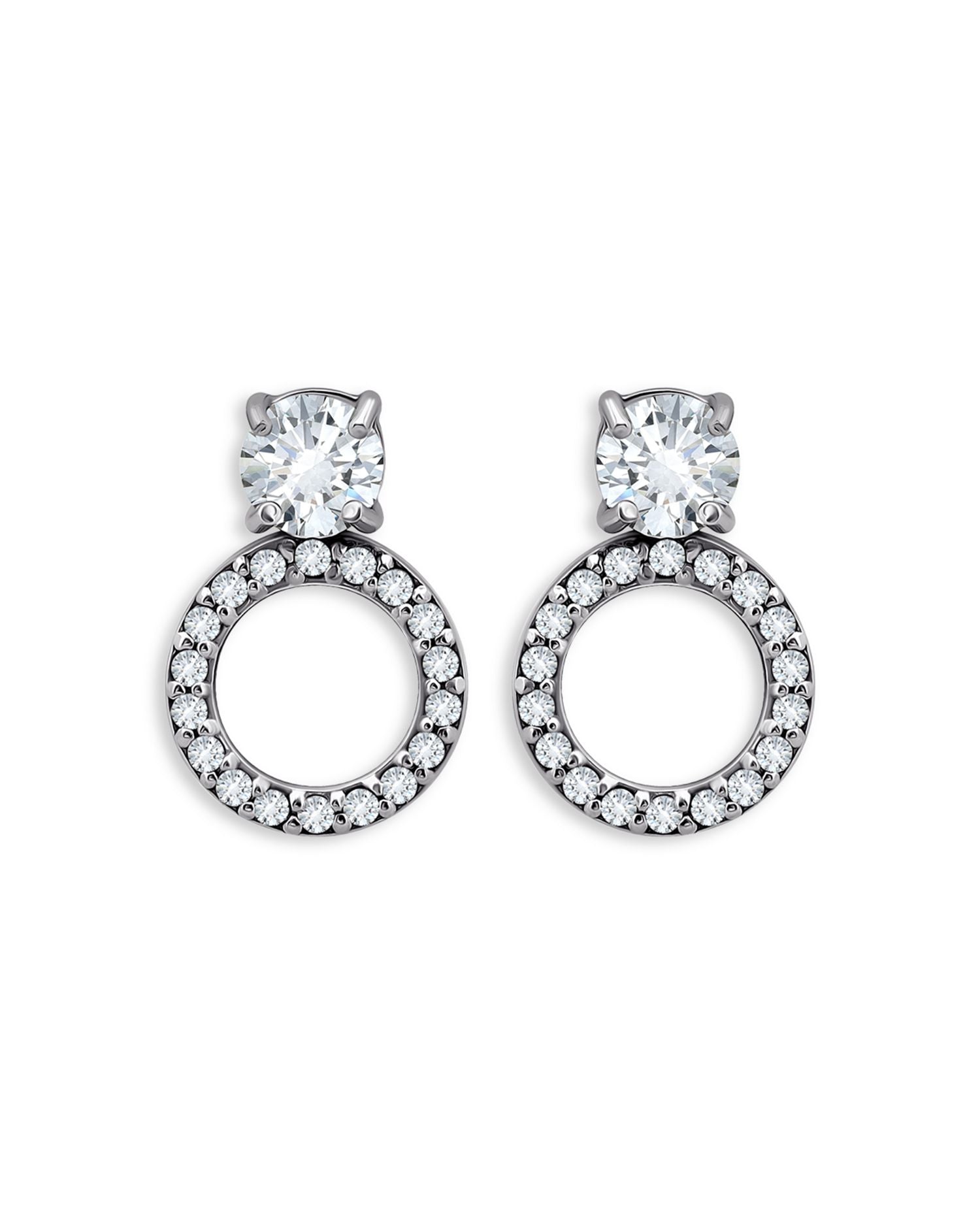 Cubic Zirconia Pavé Open Circle Drop Earrings - Exclusive