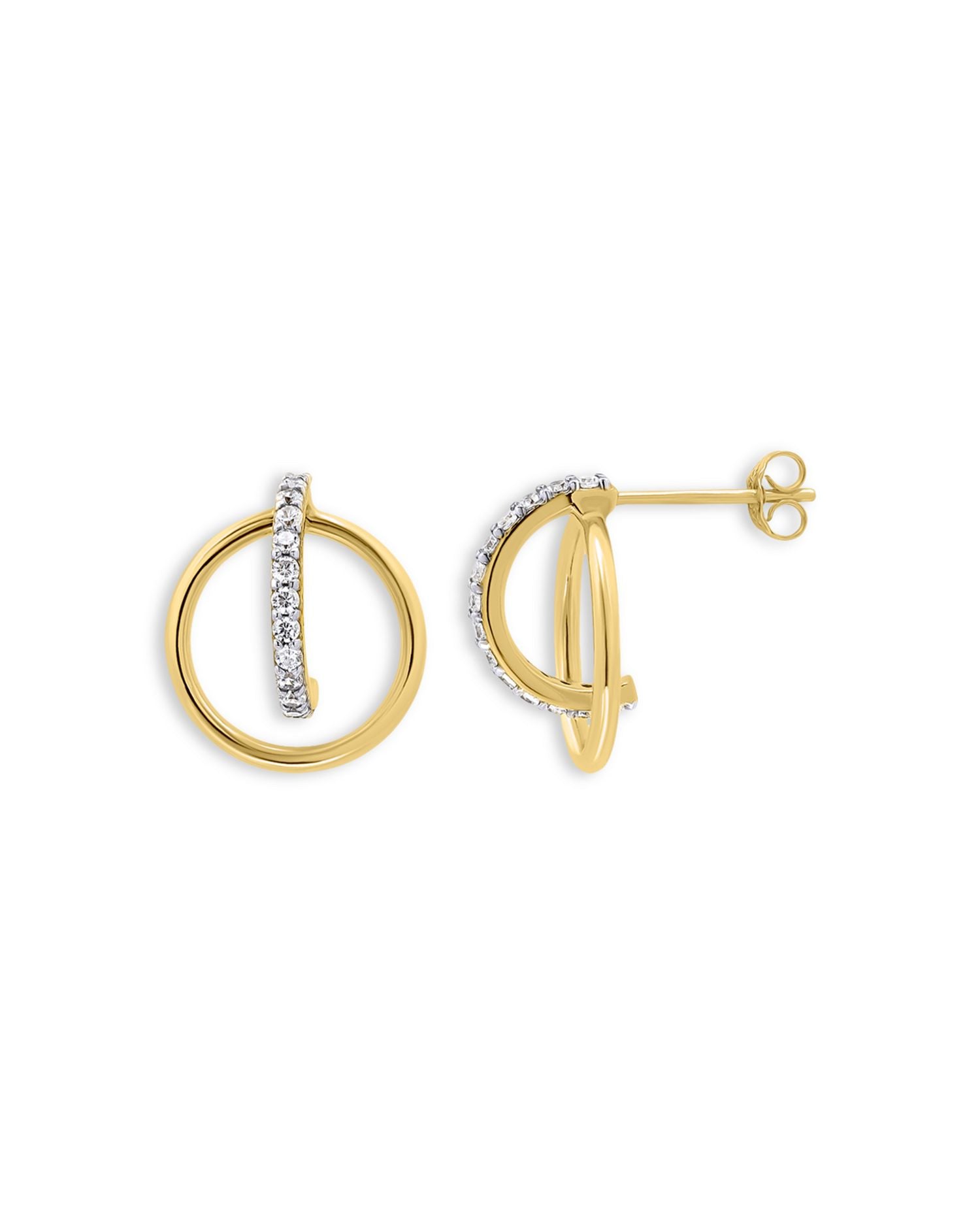 Cubic Zirconia Orbital Circle Drop Earrings in 18K Gold Plated Sterling Silver - Exclusive