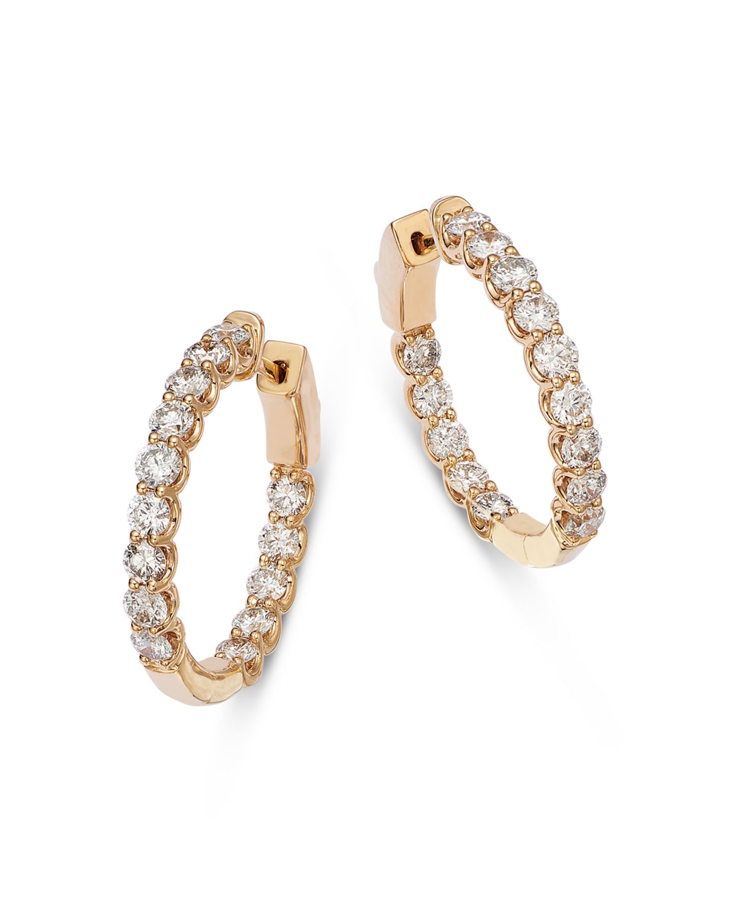 Diamond Inside Out Round Hoop Earrings in 14K Yellow Gold, 2.50 ct. t.w.
