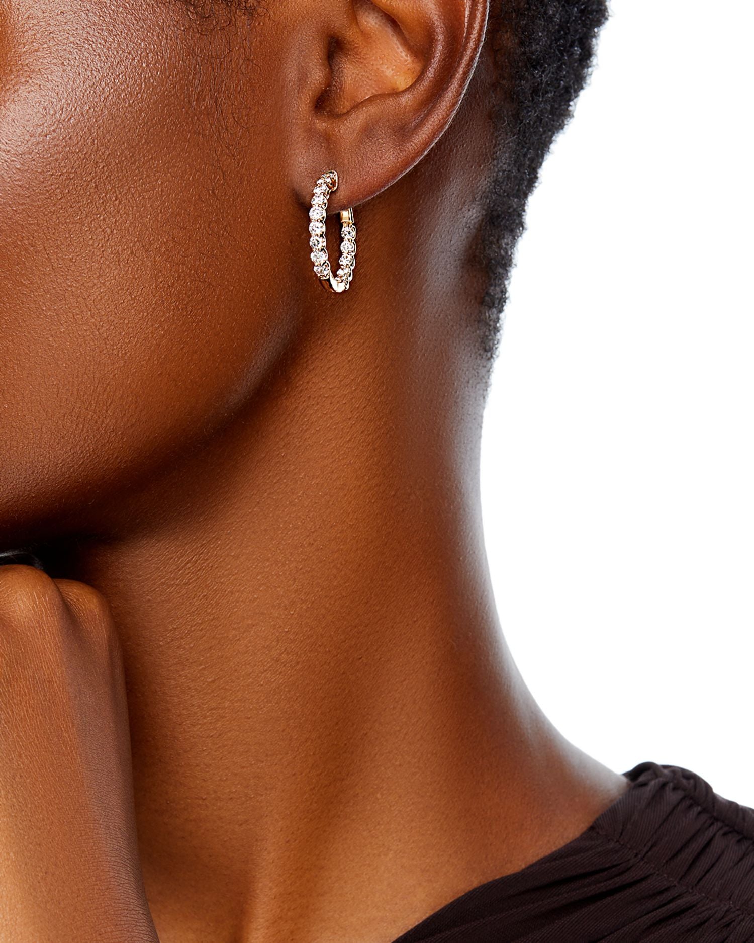 Diamond Inside Out Round Hoop Earrings in 14K Yellow Gold, 2.50 ct. t.w.