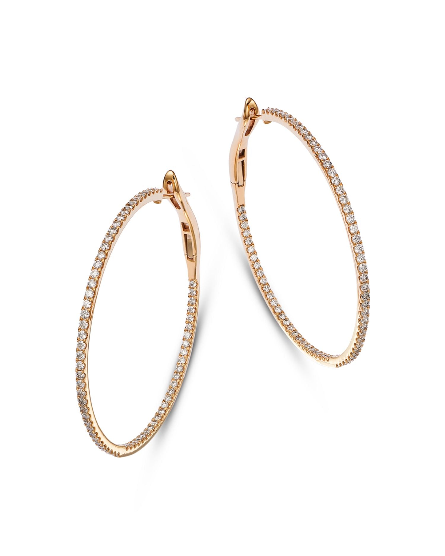 Diamond Inside Out Large Hoop Earrings in 14K Yellow Gold, 3.0 ct. t.w.