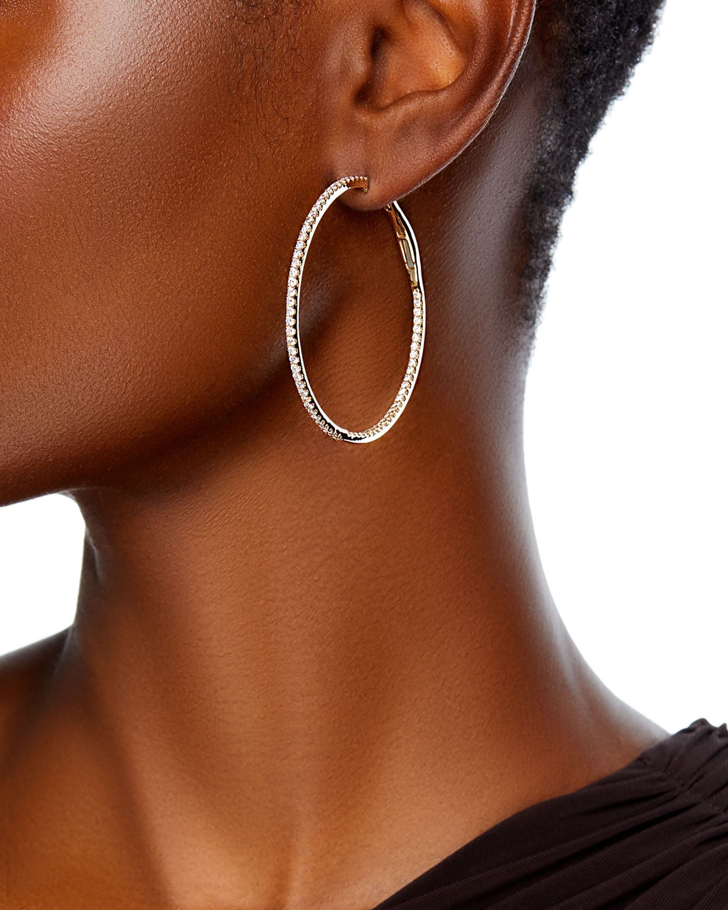 Diamond Inside Out Large Hoop Earrings in 14K Yellow Gold, 3.0 ct. t.w.