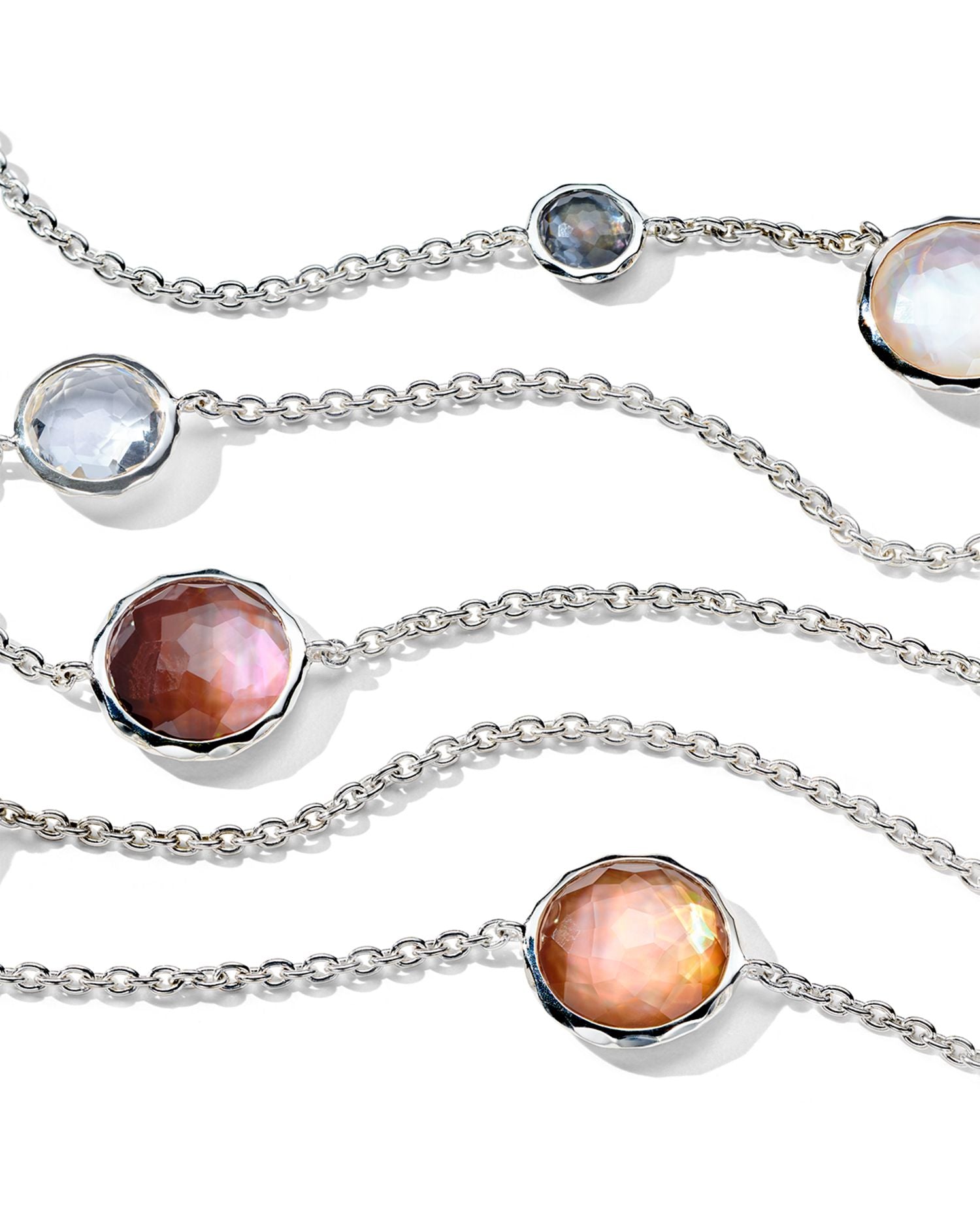 Sterling Silver 925 Lollipop® Multi Stone Long Statement Necklace, 40"