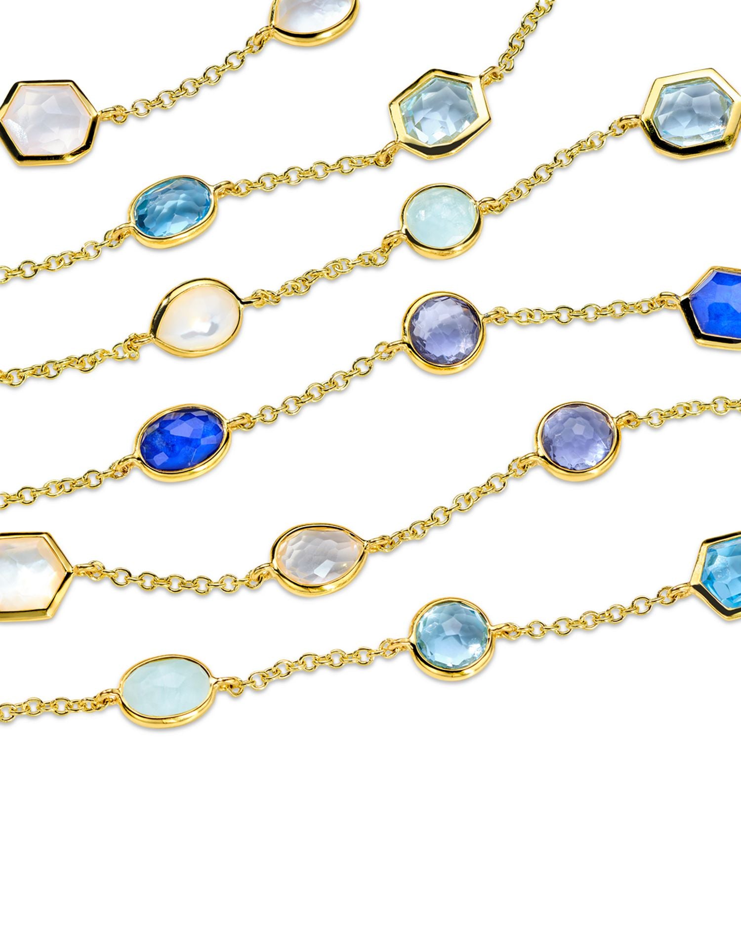 18K Yellow Gold Rock Candy® Multi Stone Mixed Cut Station Statement Necklace, 37'