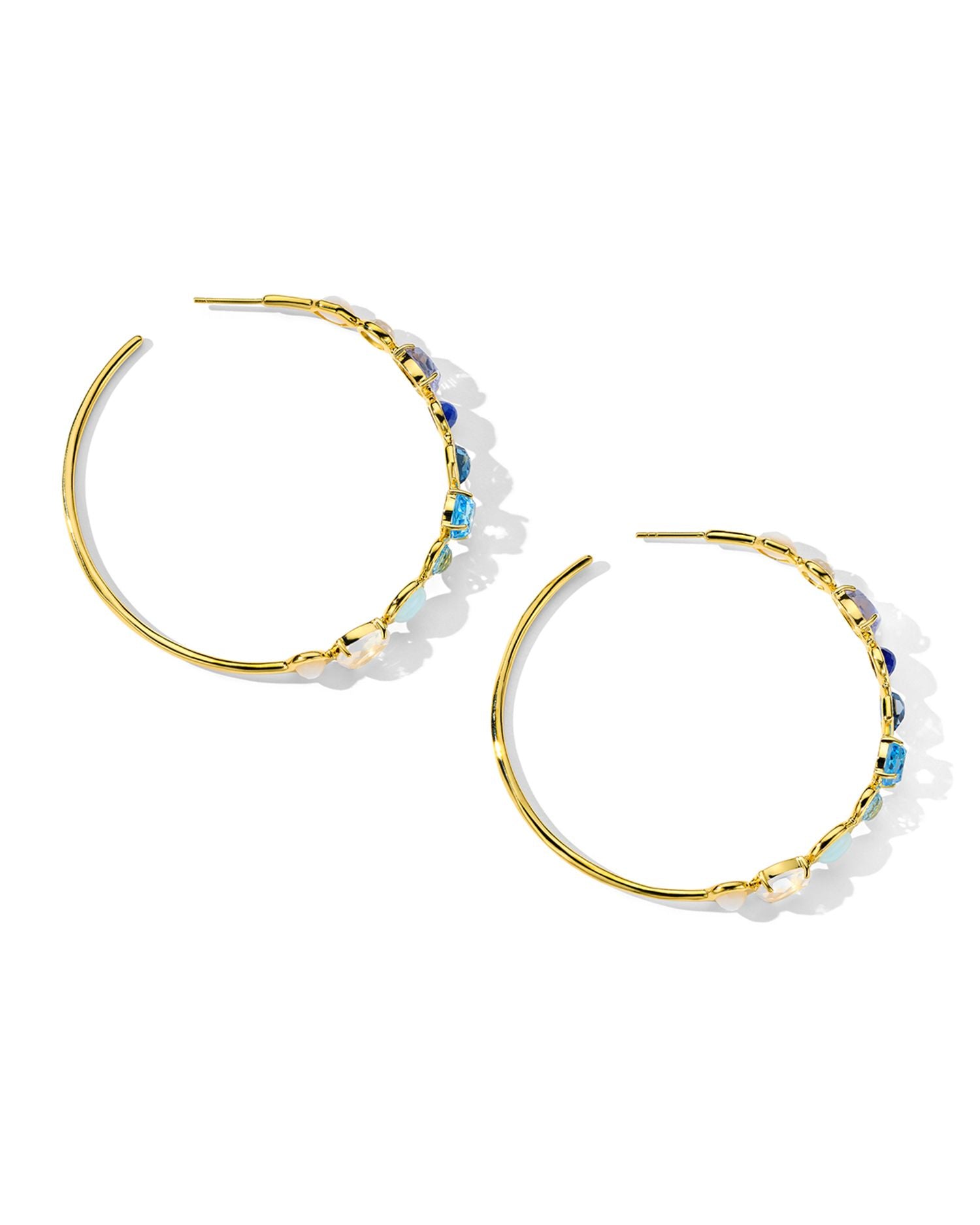 18K Yellow Gold Rock Candy® Multi Stone Mixed Cut Large Hoop Earrings