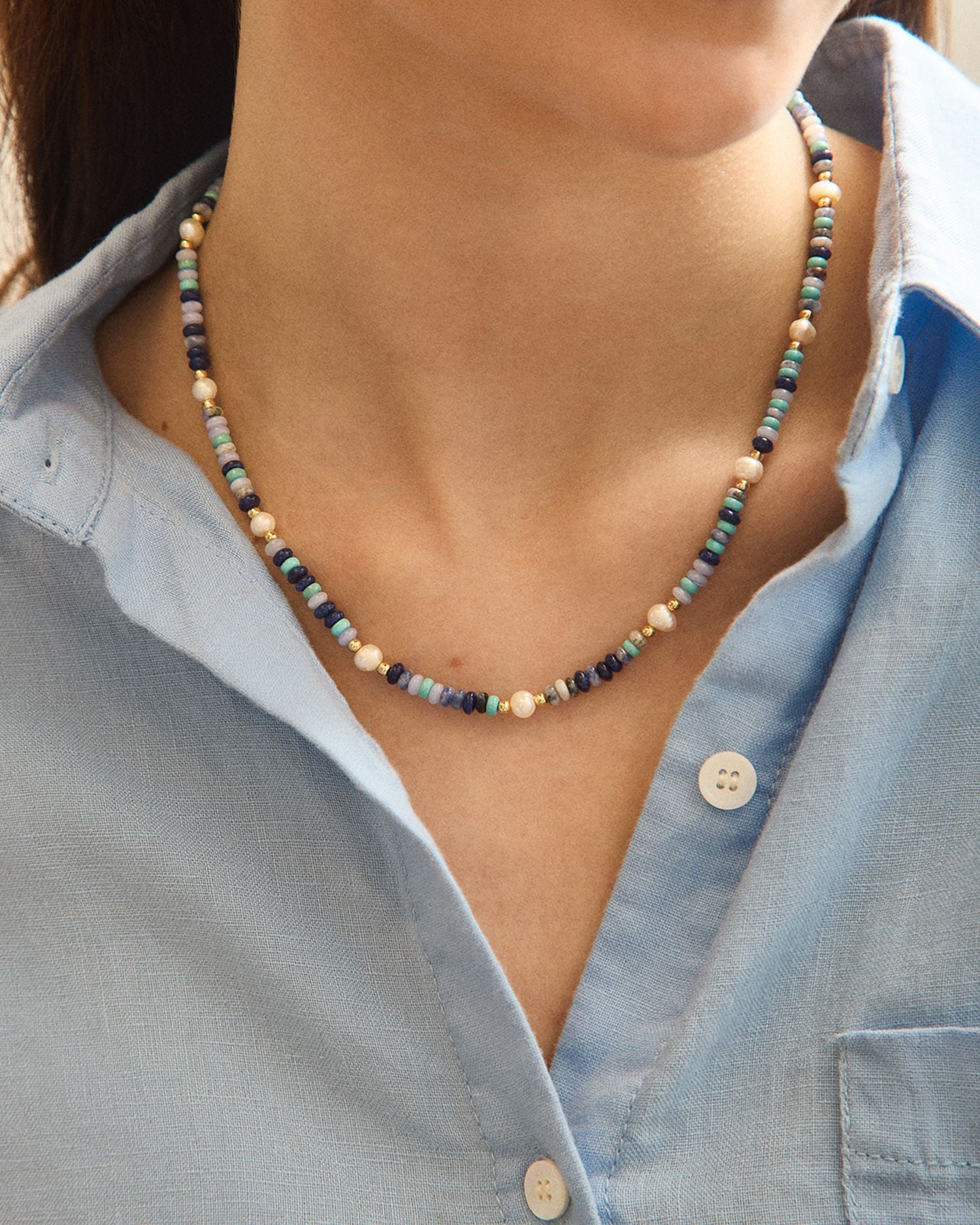 Kai Mixed Gemstone Beaded Strand Necklace, 18"-21"