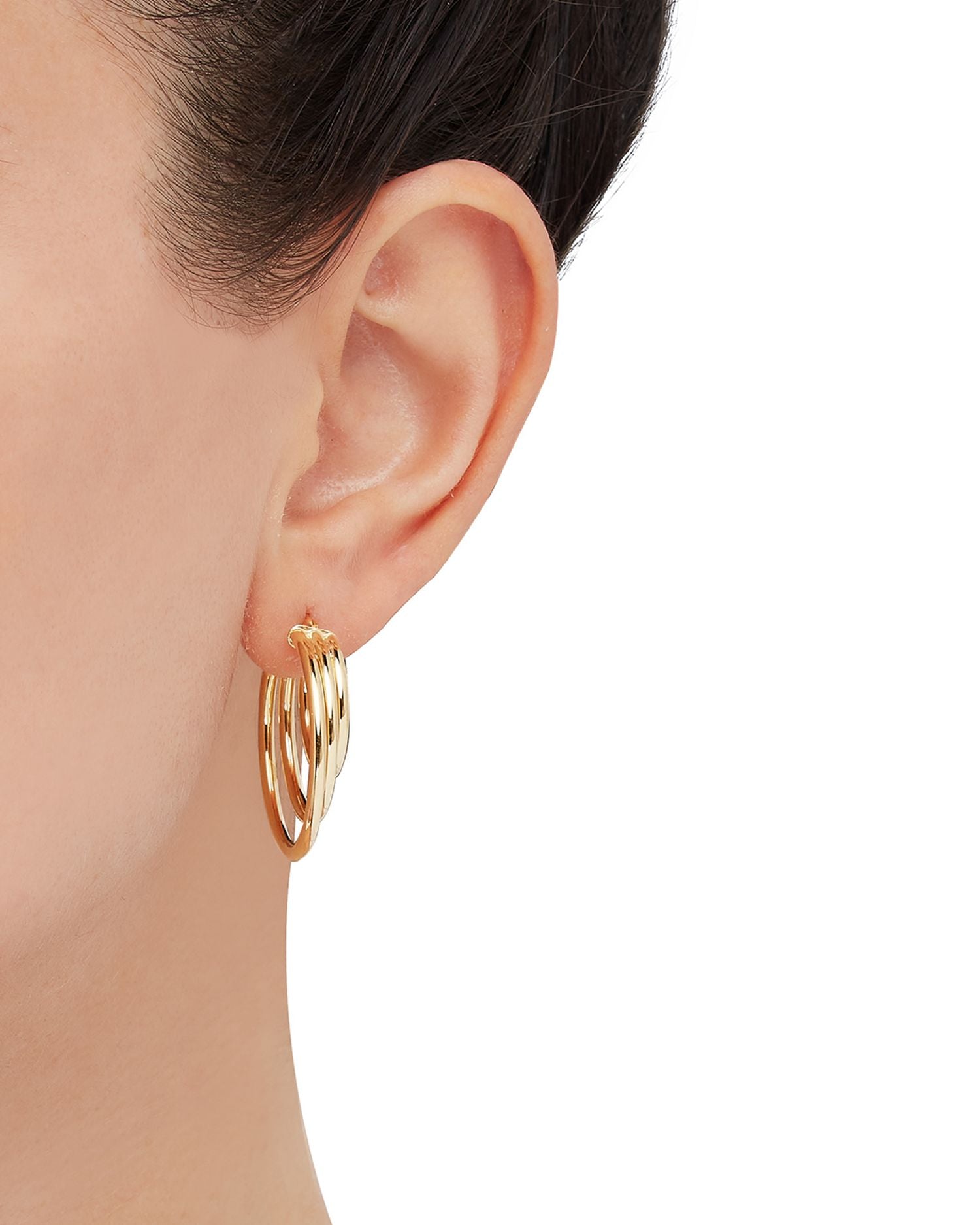 14K Yellow Gold Layered Tube Hoop Earrings