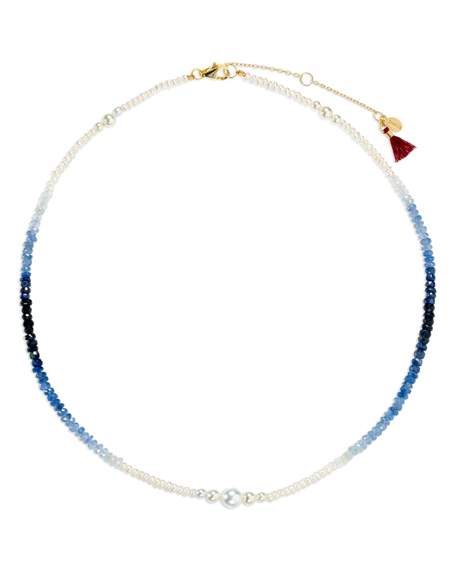 Esme Sapphire & Cultured Freshwater Pearl Beaded Collar Necklace in 14K Gold Filled, 16"-18"