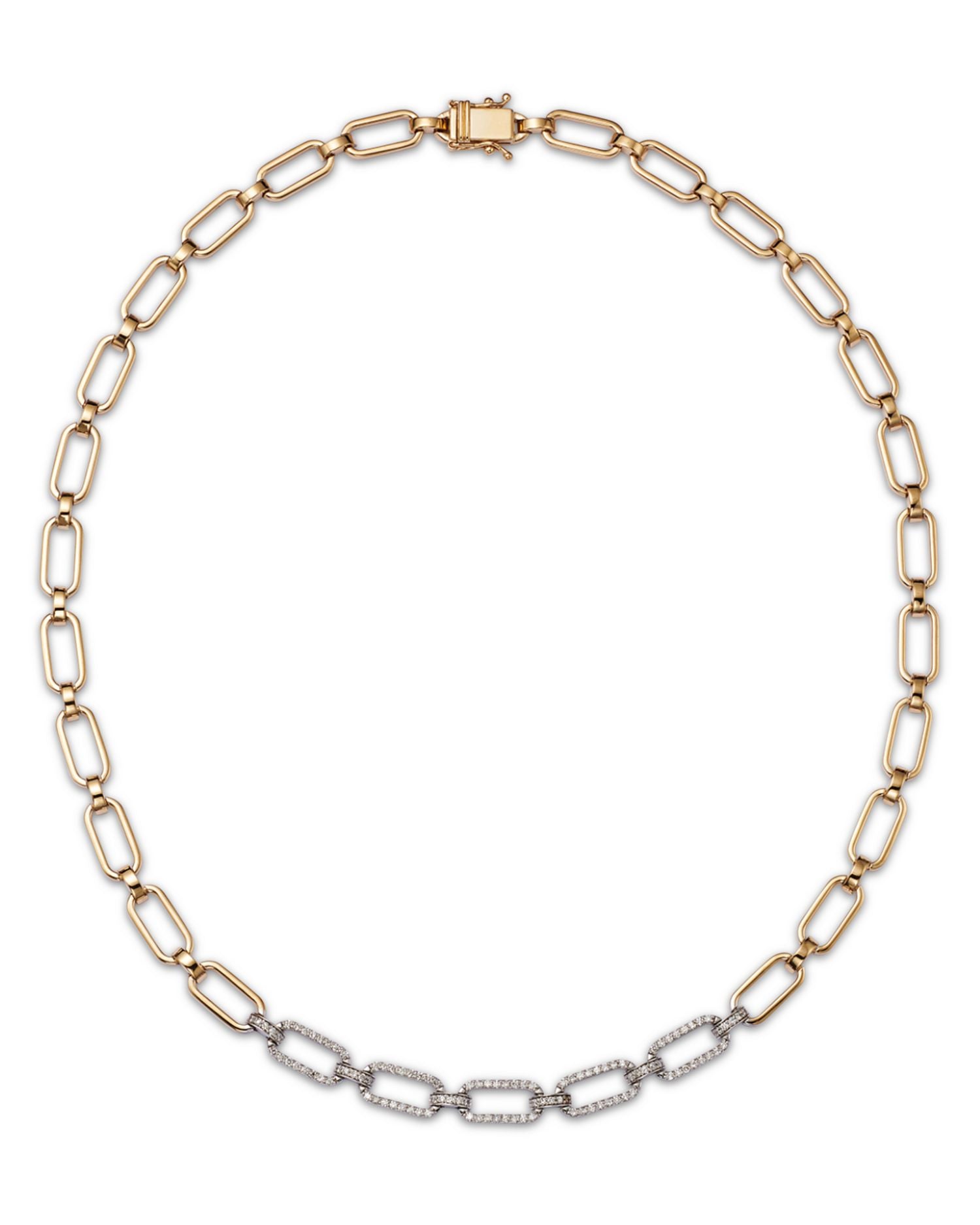 Diamond Chain Link Collar Necklace in 14K White & Yellow Gold, 0.80 ct. t.w.