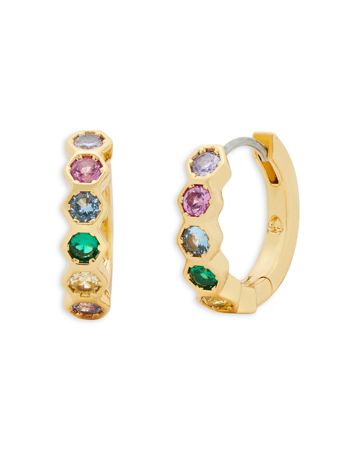 Pavé Hexagon Set Huggie Hoop Earrings