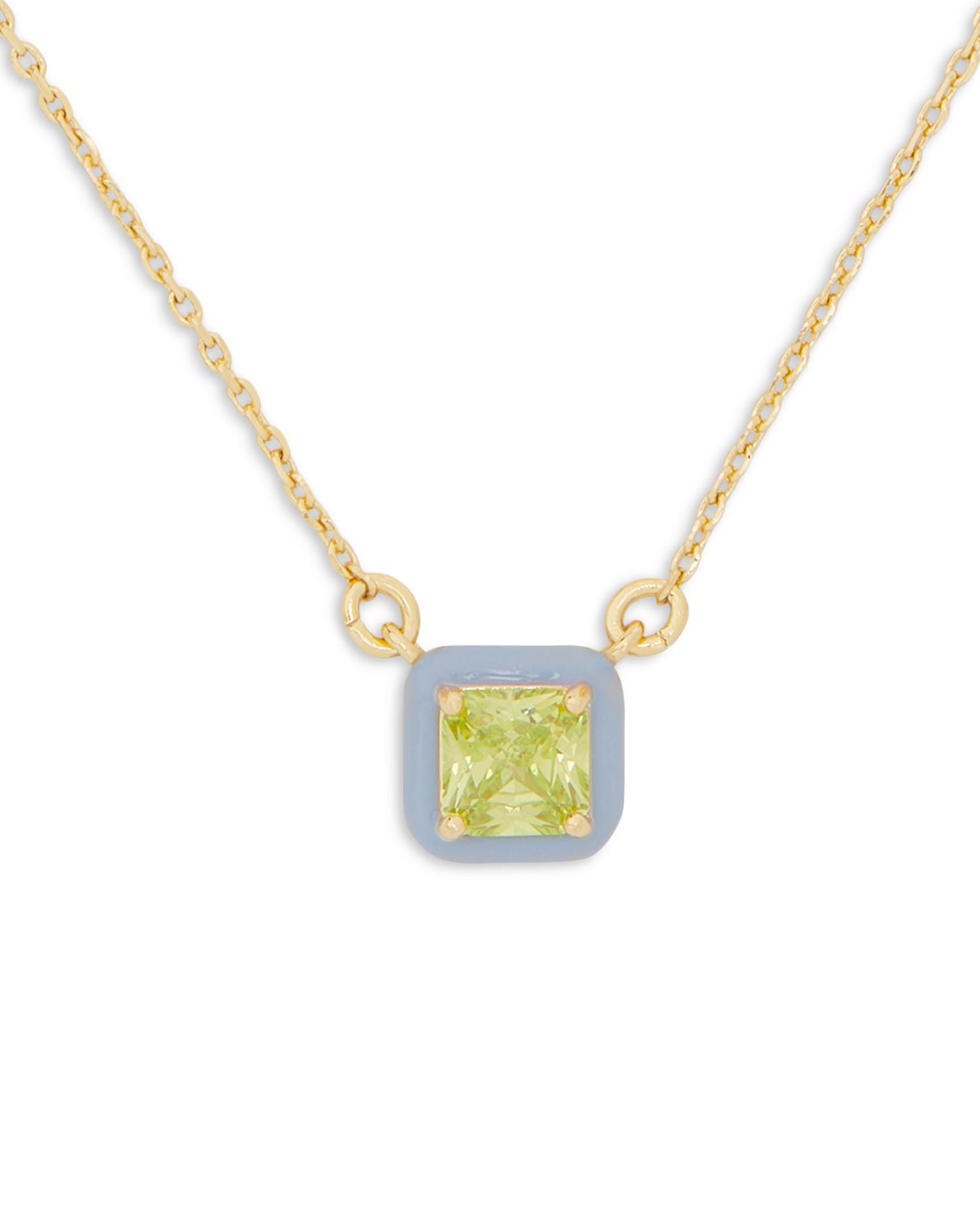 Framed Square Cubic Zirconia Pendant Necklace, 16'-19'