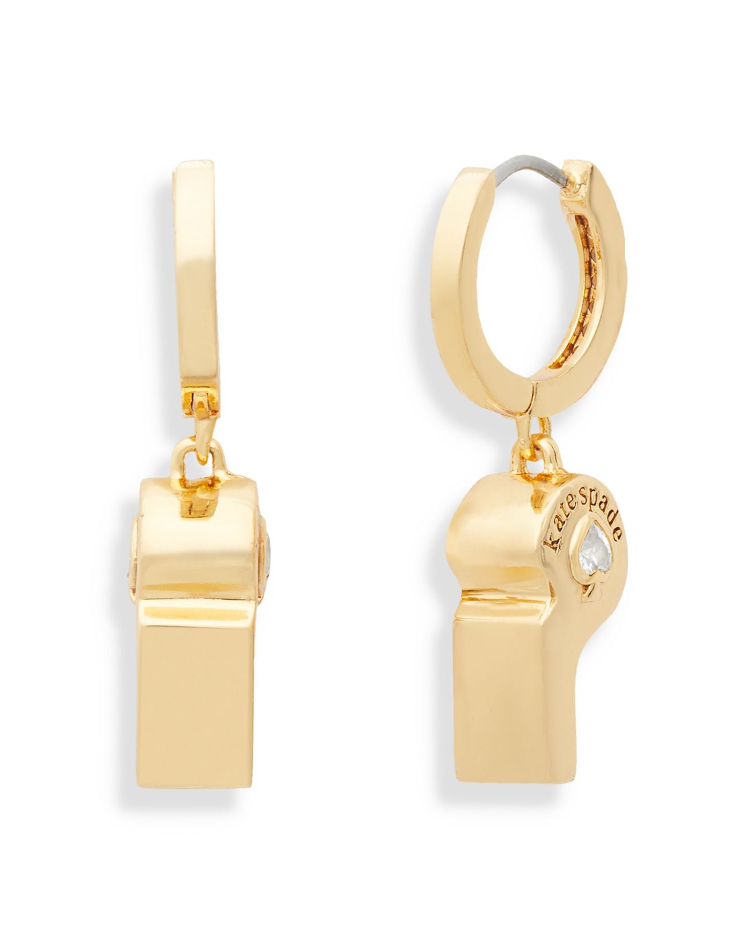 Cubic Zirconia Whistle Charm Huggie Hoop Earrings