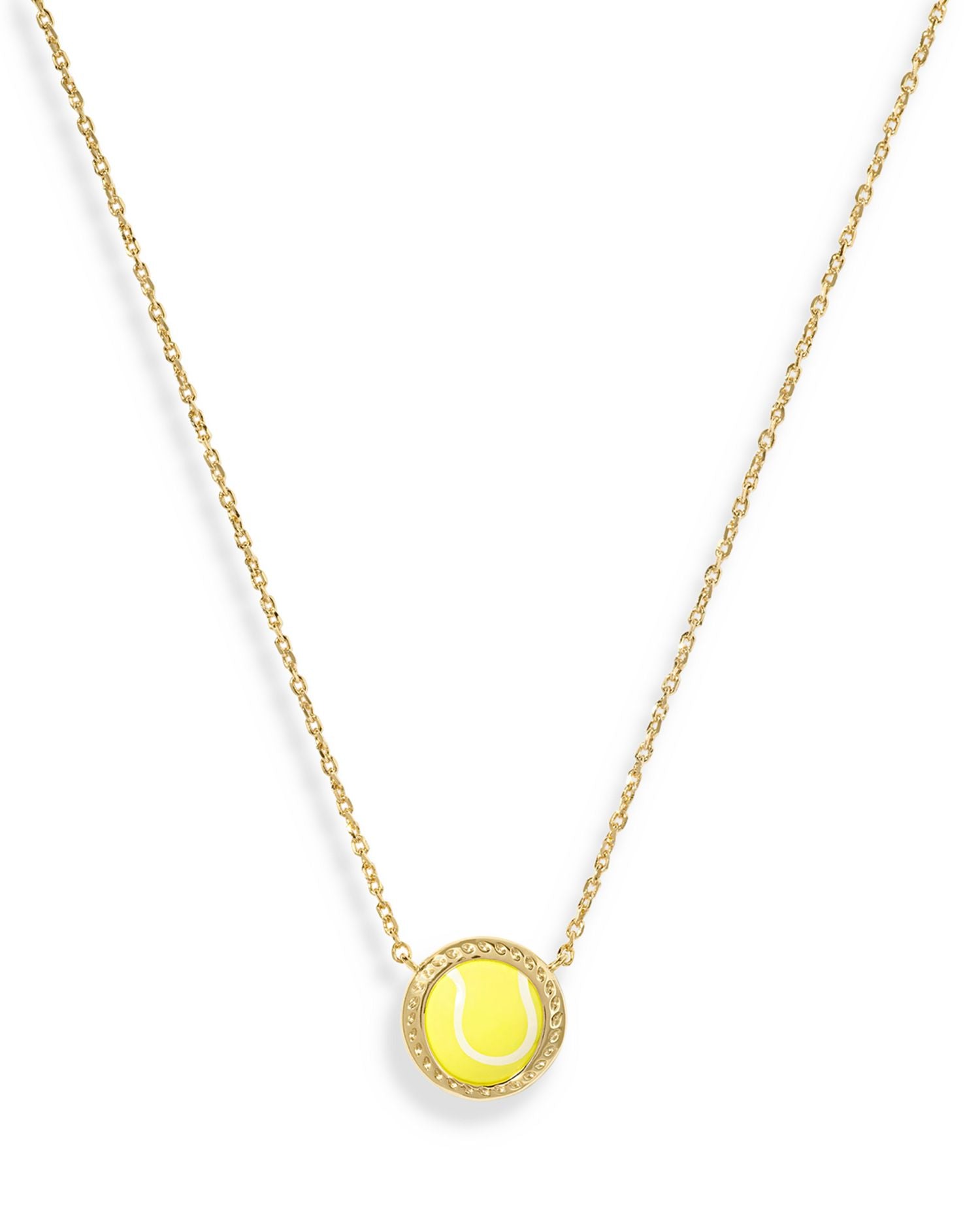 Tennis Ball Gemstone Pendant Necklace in 14K Gold Plated, 19'