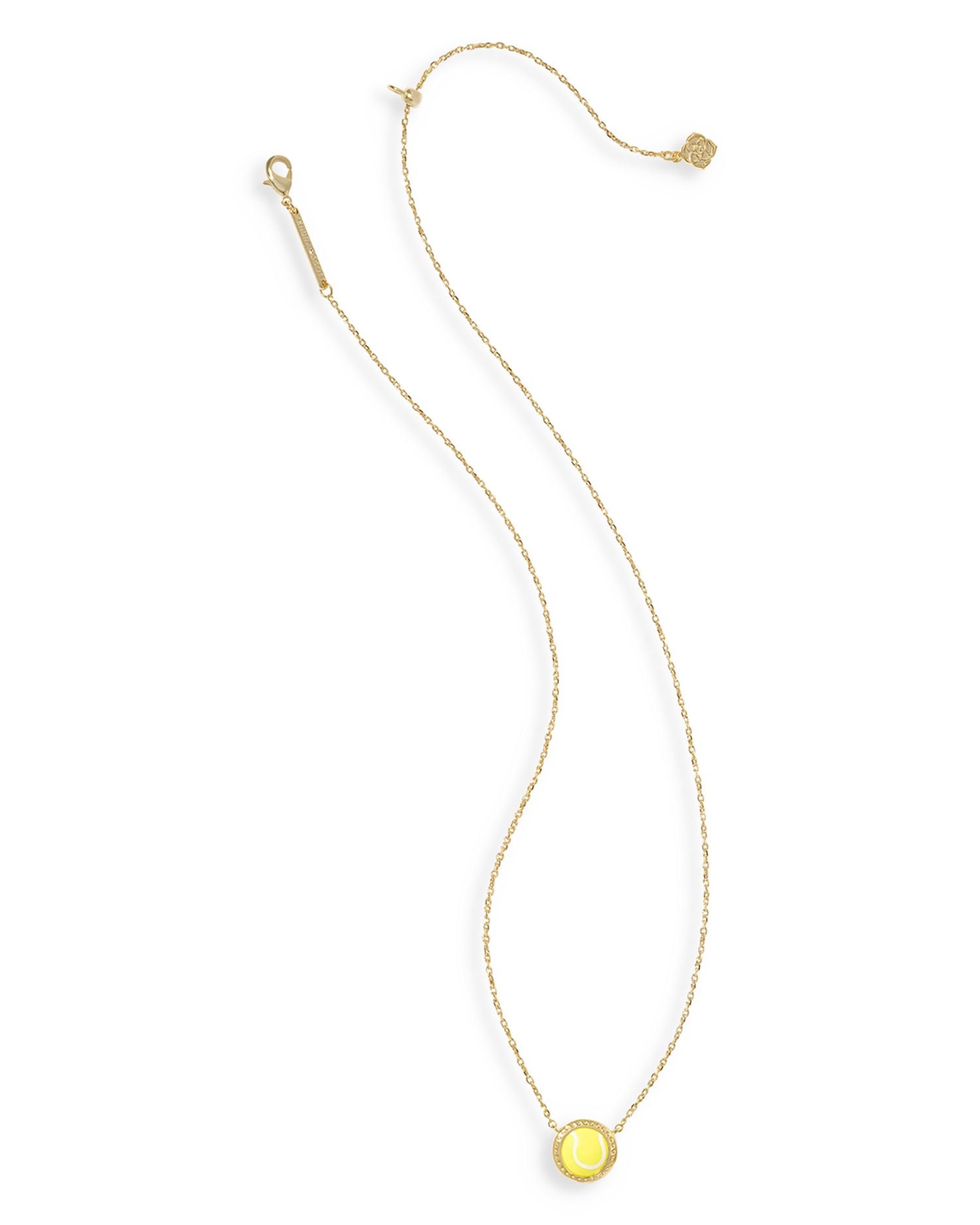 Tennis Ball Gemstone Pendant Necklace in 14K Gold Plated, 19'