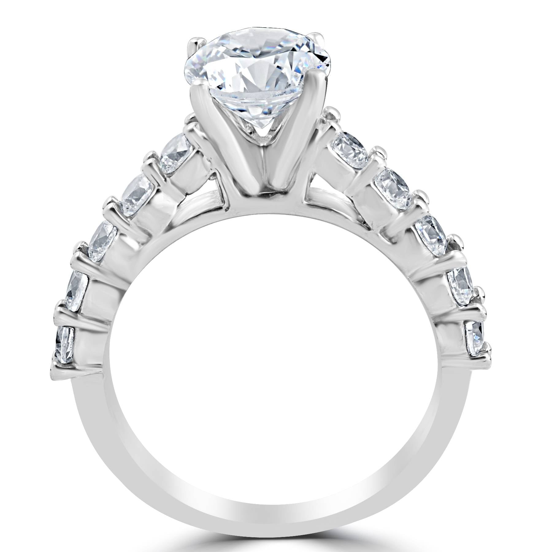 Diamond Engagement Ring 2 Carat Round Cut Solitaire 14K White Gold Enhanced