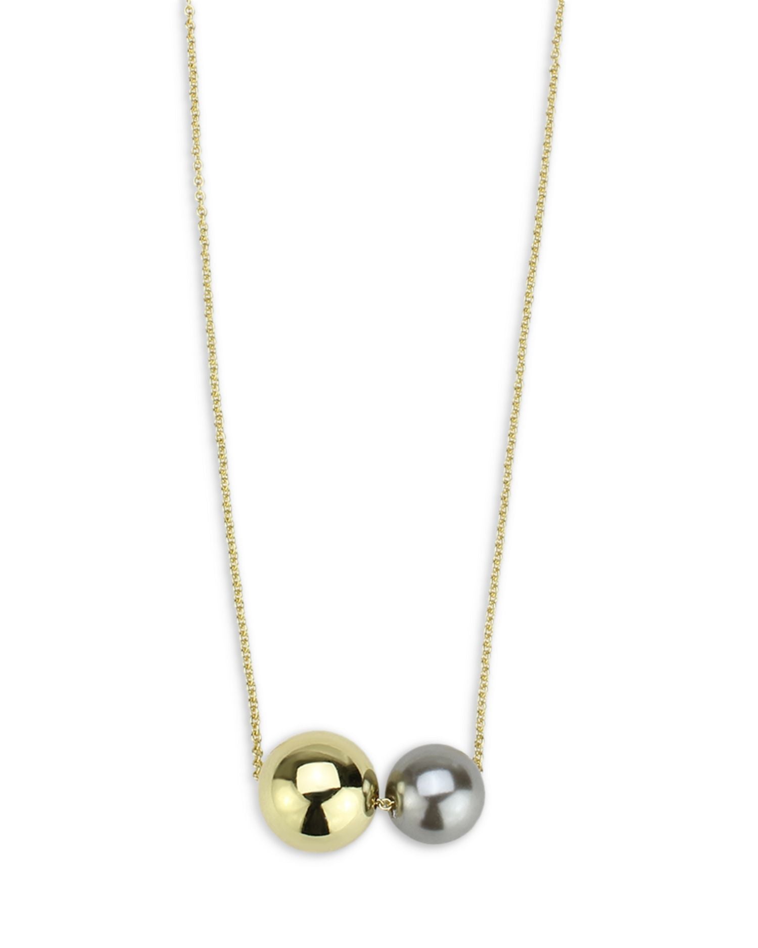 Ball & Gray Imitation Pearl Collar Necklace, 16'-18' - Exclusive