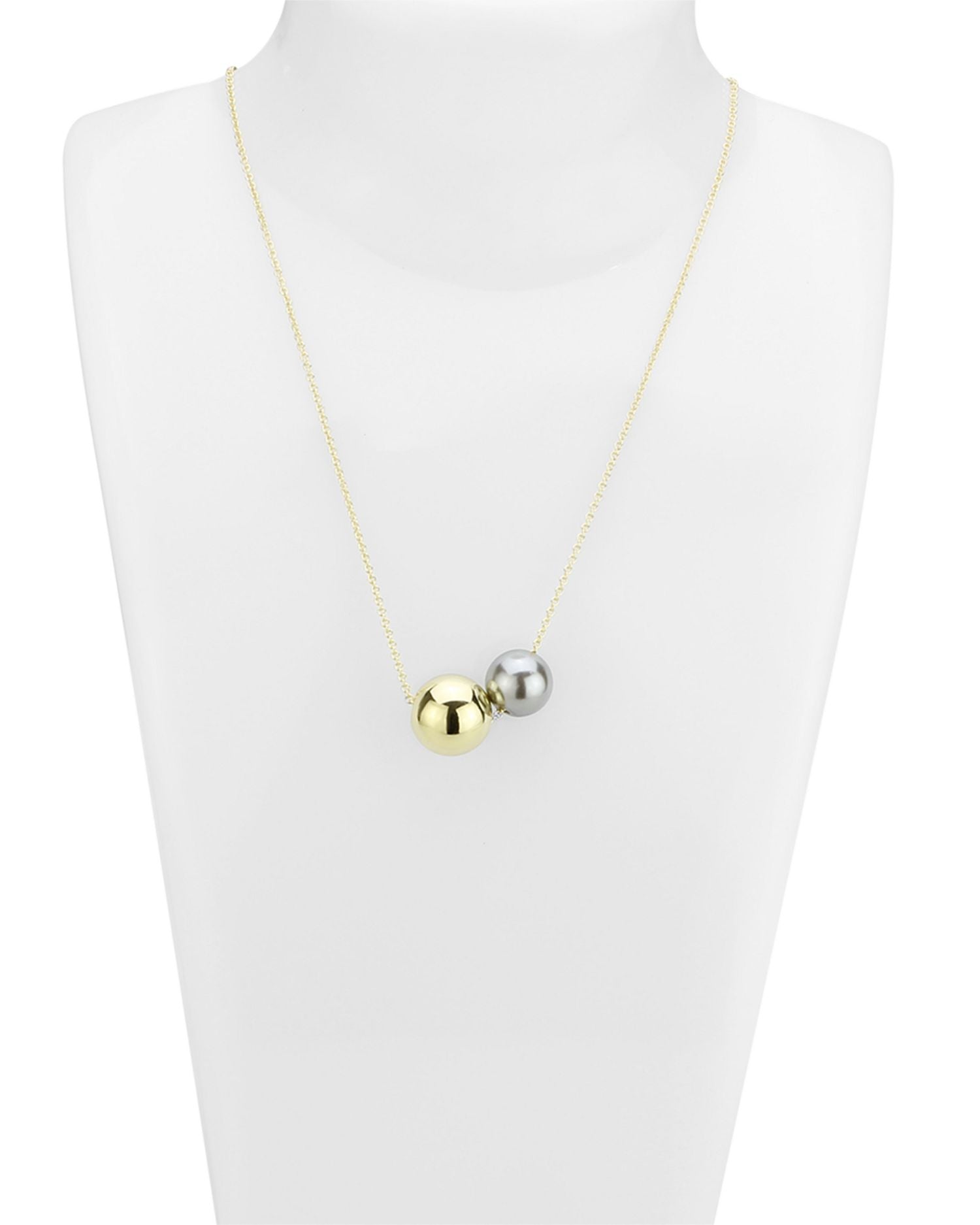 Ball & Gray Imitation Pearl Collar Necklace, 16'-18' - Exclusive