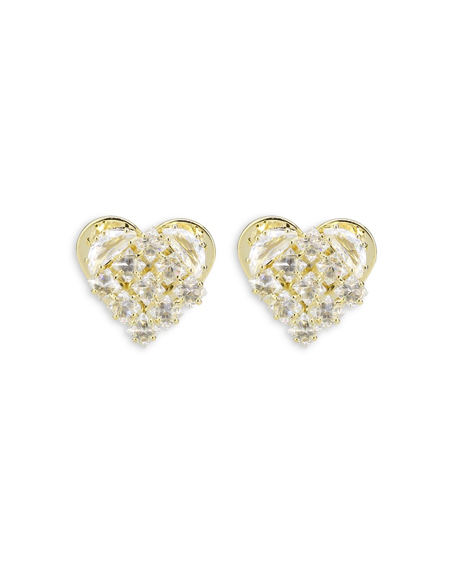 Cubic Zirconia Heart Stud Earrings - Exclusive