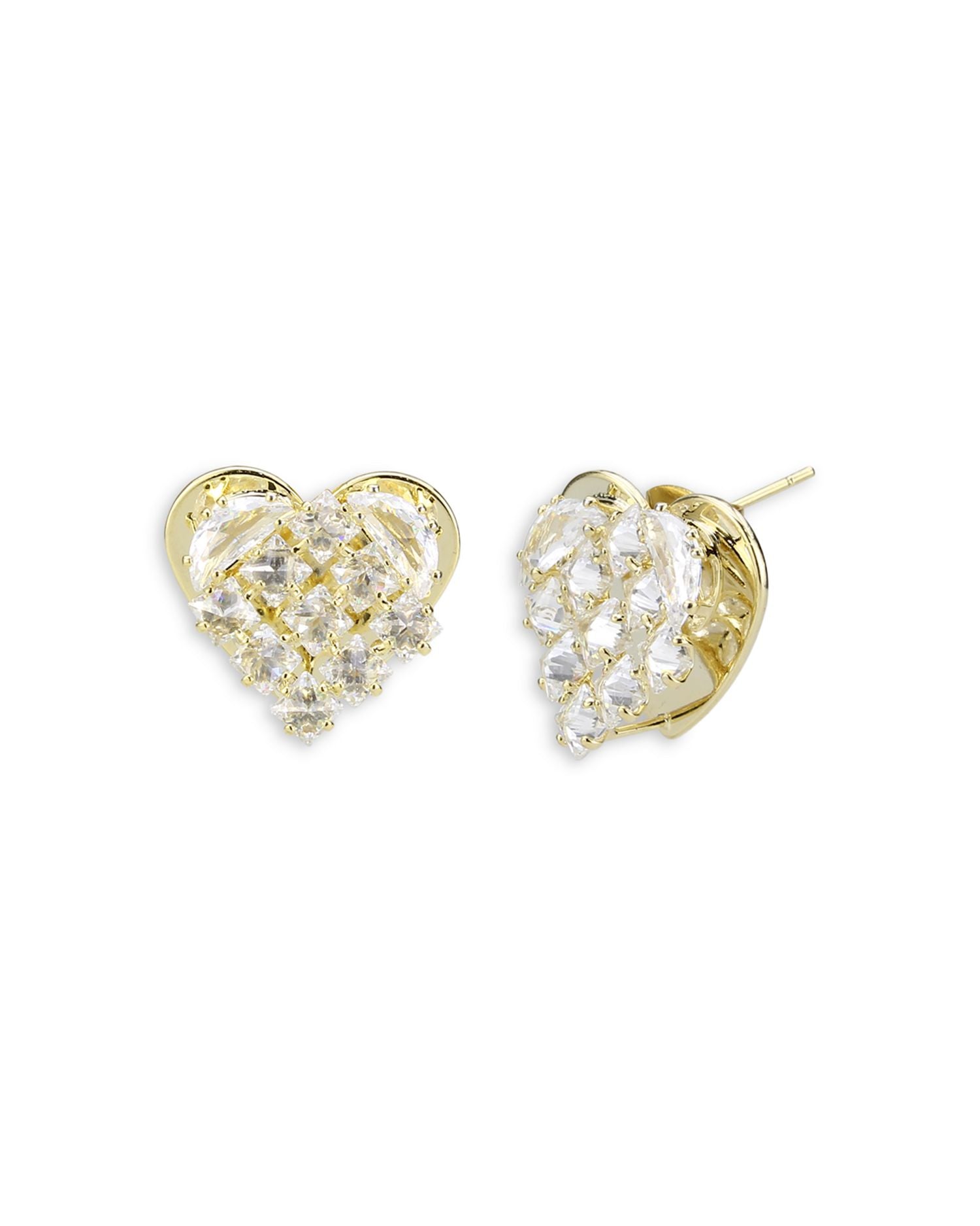 Cubic Zirconia Heart Stud Earrings - Exclusive