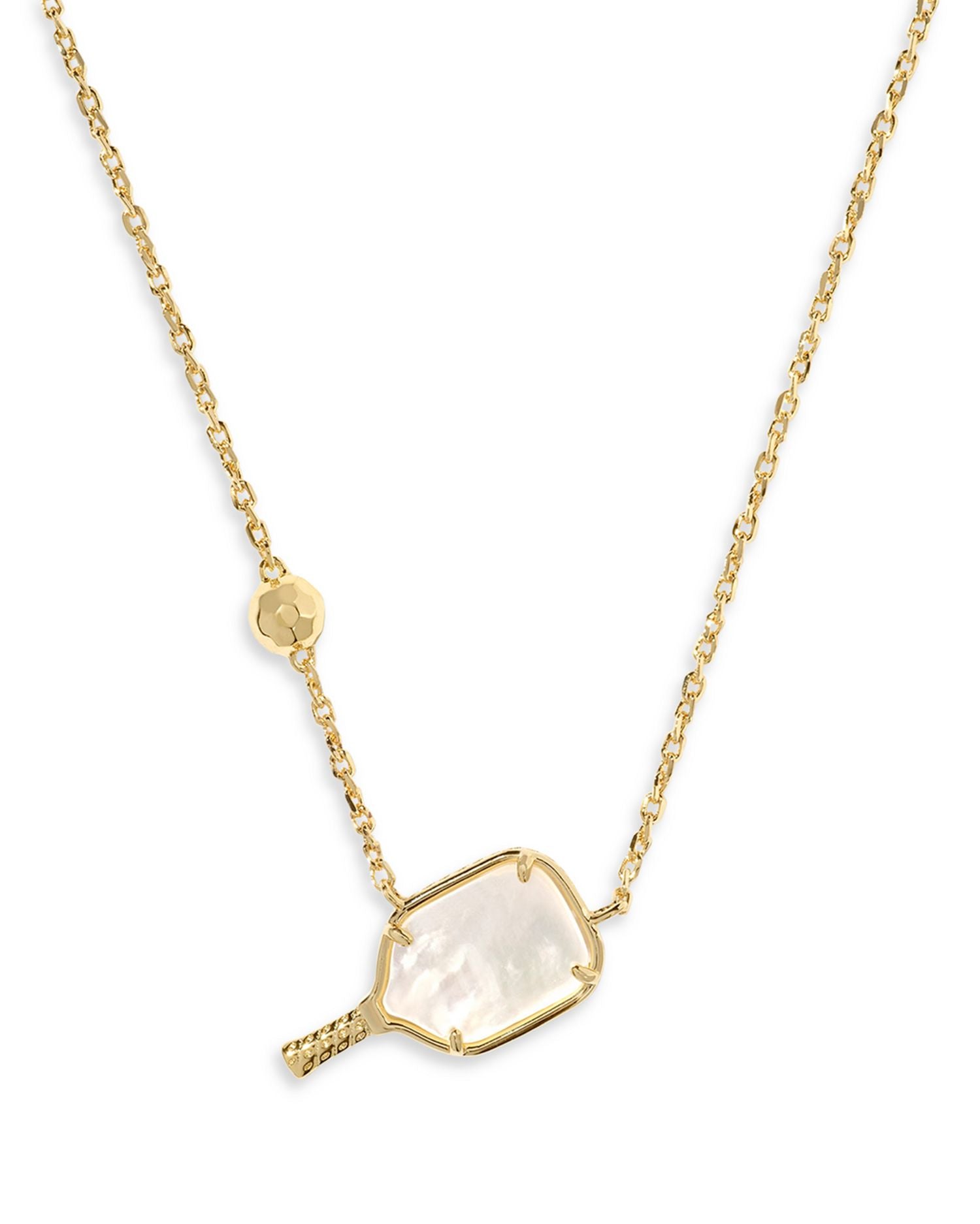 Mother Of Pearl Pickleball Adjustable Pendant Necklace, 19'