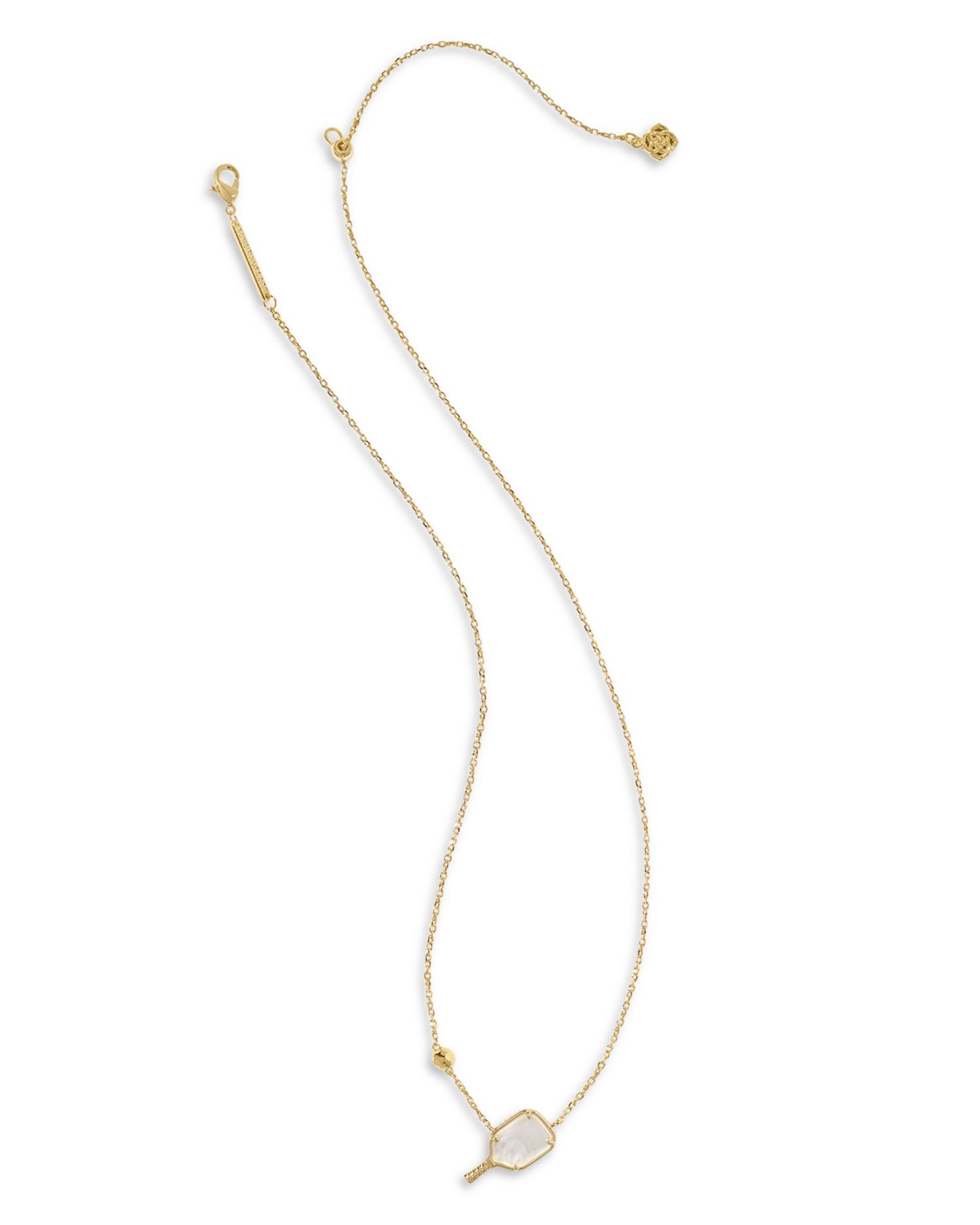 Mother Of Pearl Pickleball Adjustable Pendant Necklace, 19'