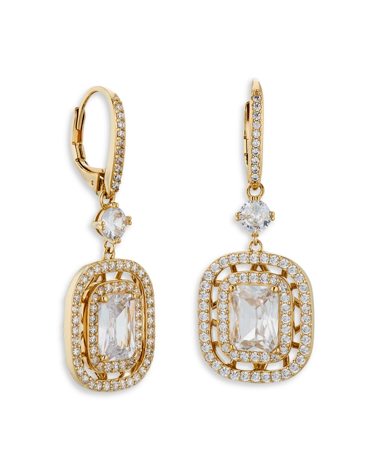 Tessarae Double Halo Leverback Earrings