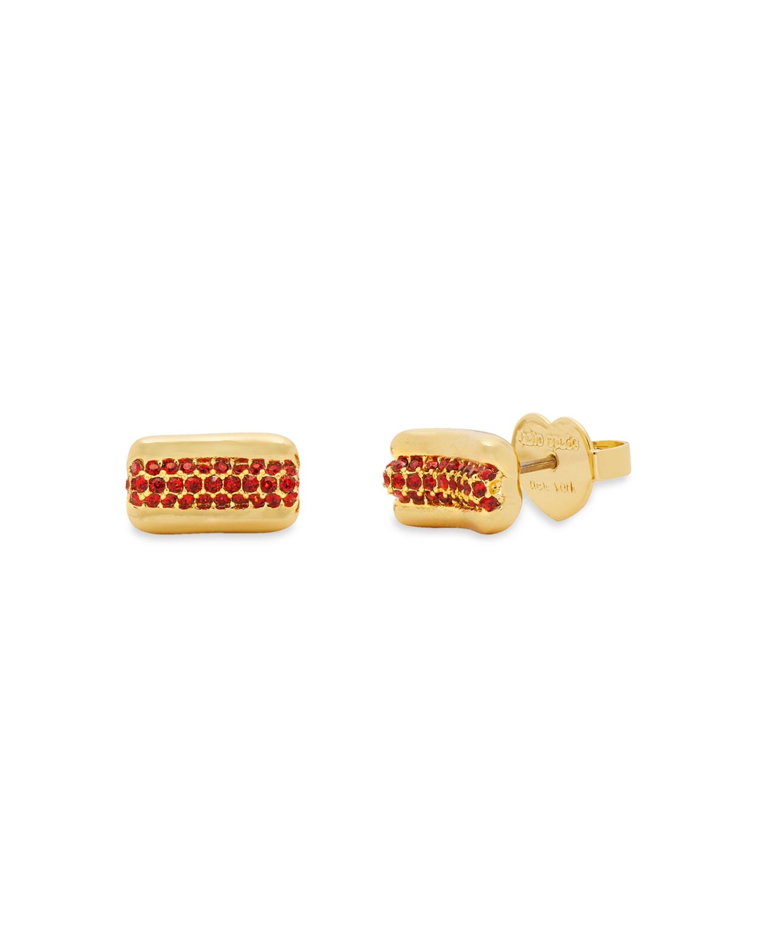 What A Snack Pavé Hot Dog Stud Earrings in Gold Tone