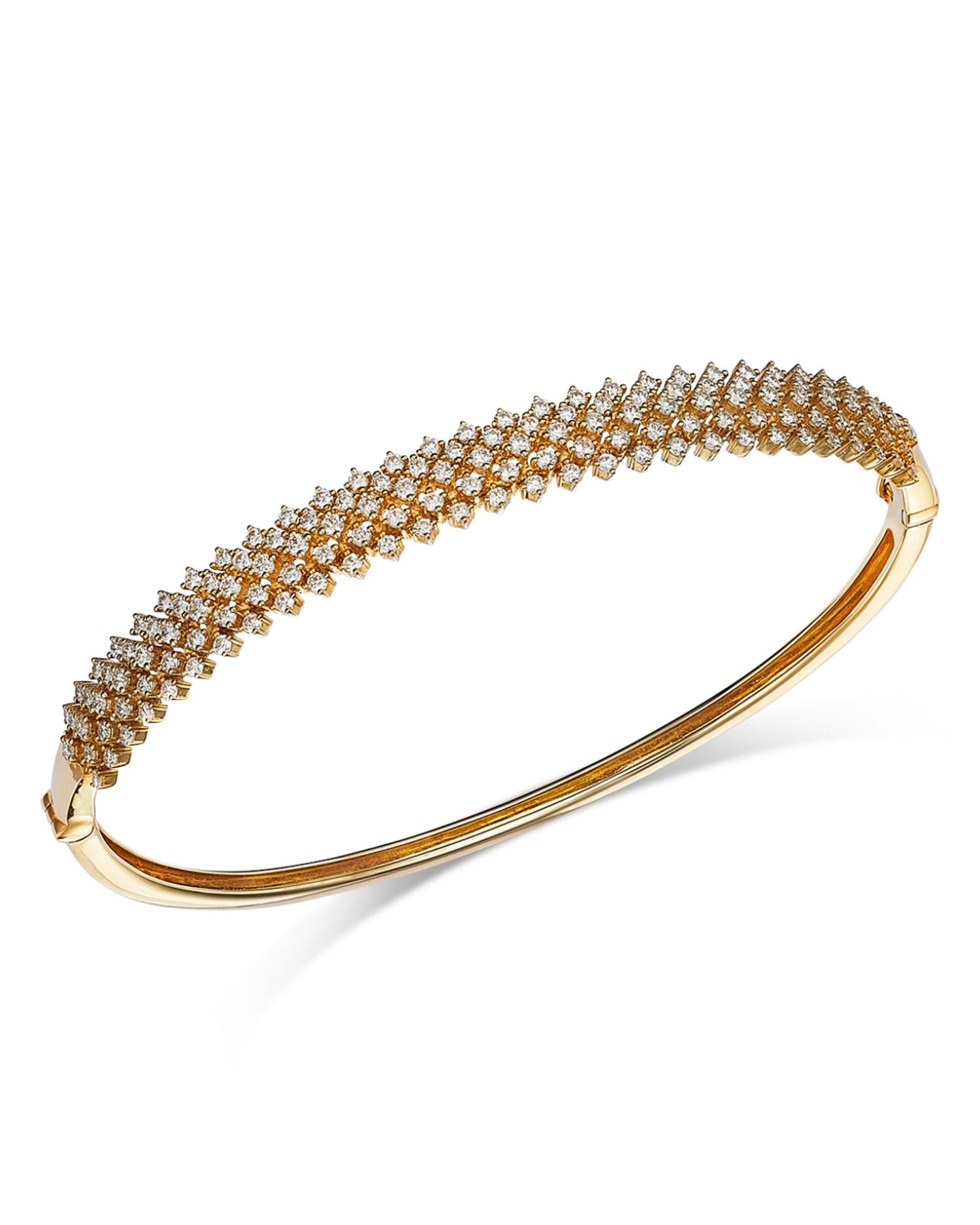 Diamond Cluster Bangle Bracelet in 14K Yellow Gold, 1.63 ct. t.w.