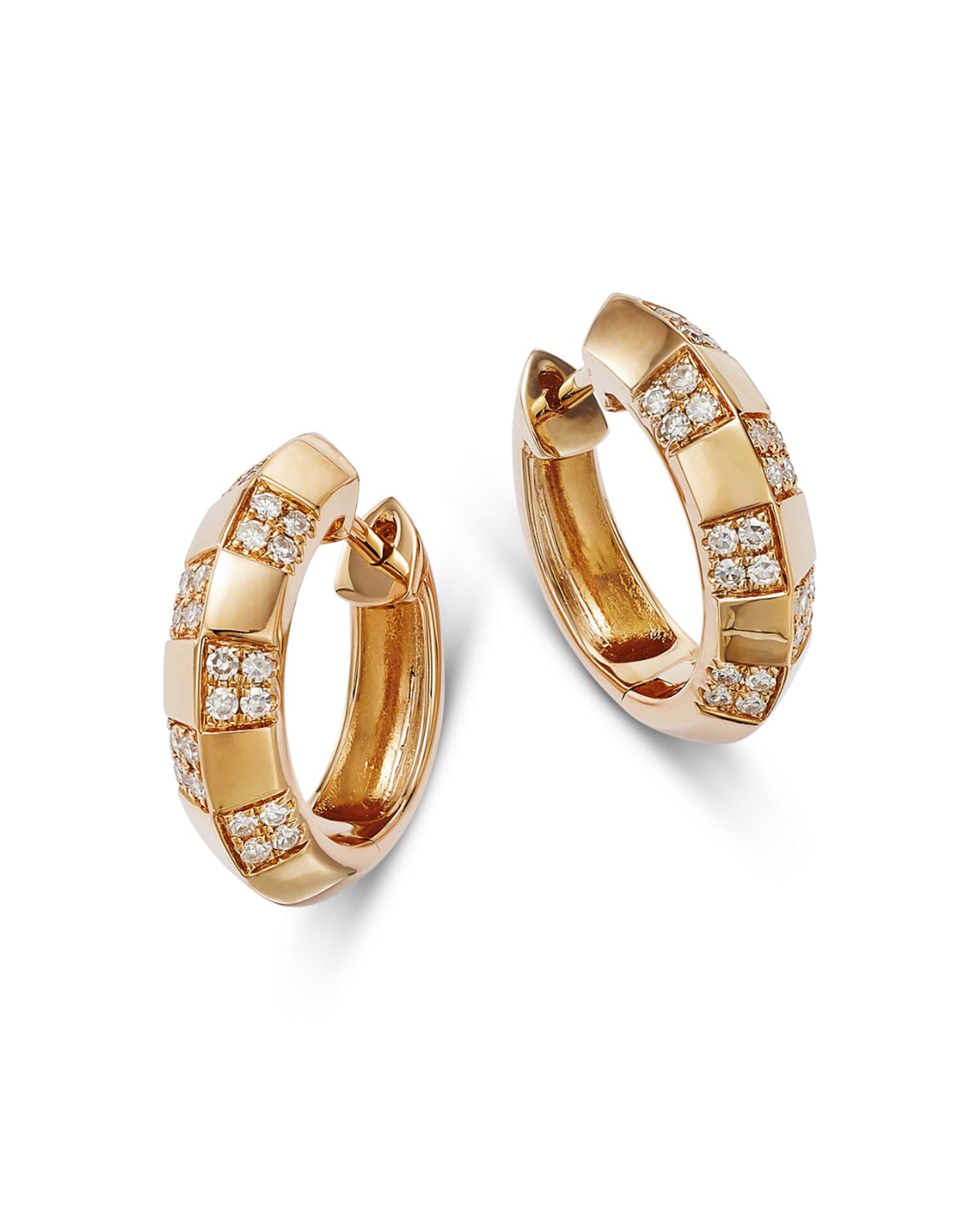 Diamond Cluster Small Hoop Earrings in 14K Yellow Gold, 0.25 ct. t.w.