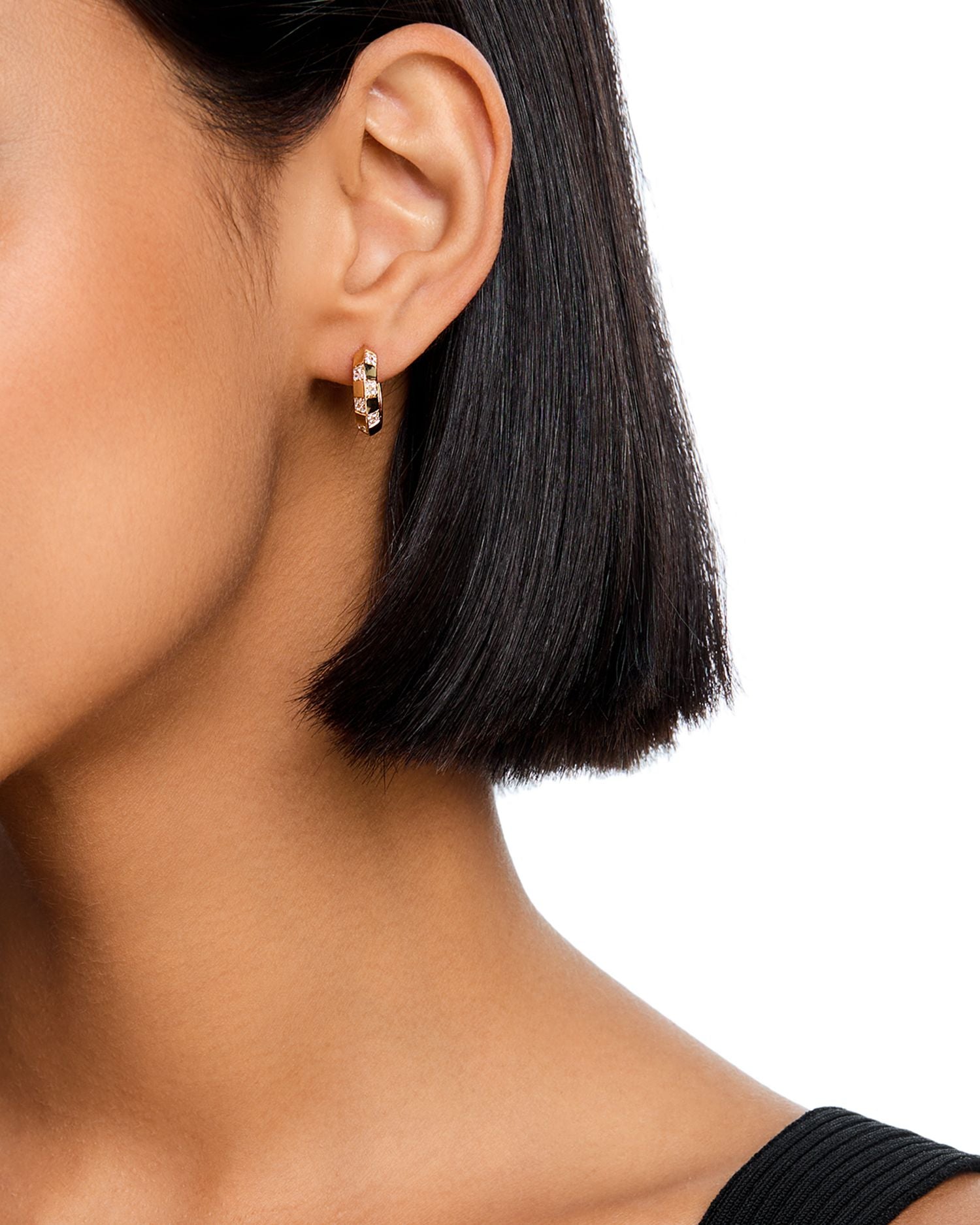 Diamond Cluster Small Hoop Earrings in 14K Yellow Gold, 0.25 ct. t.w.