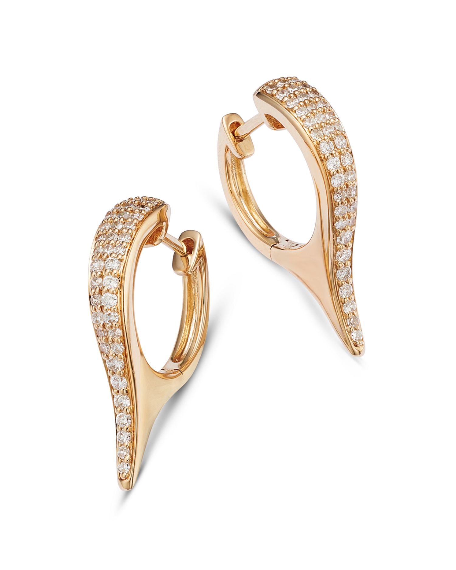 Diamond Pavé Elongated Hoop Earrings in 14K Yellow Gold, 0.37 ct. t.w.