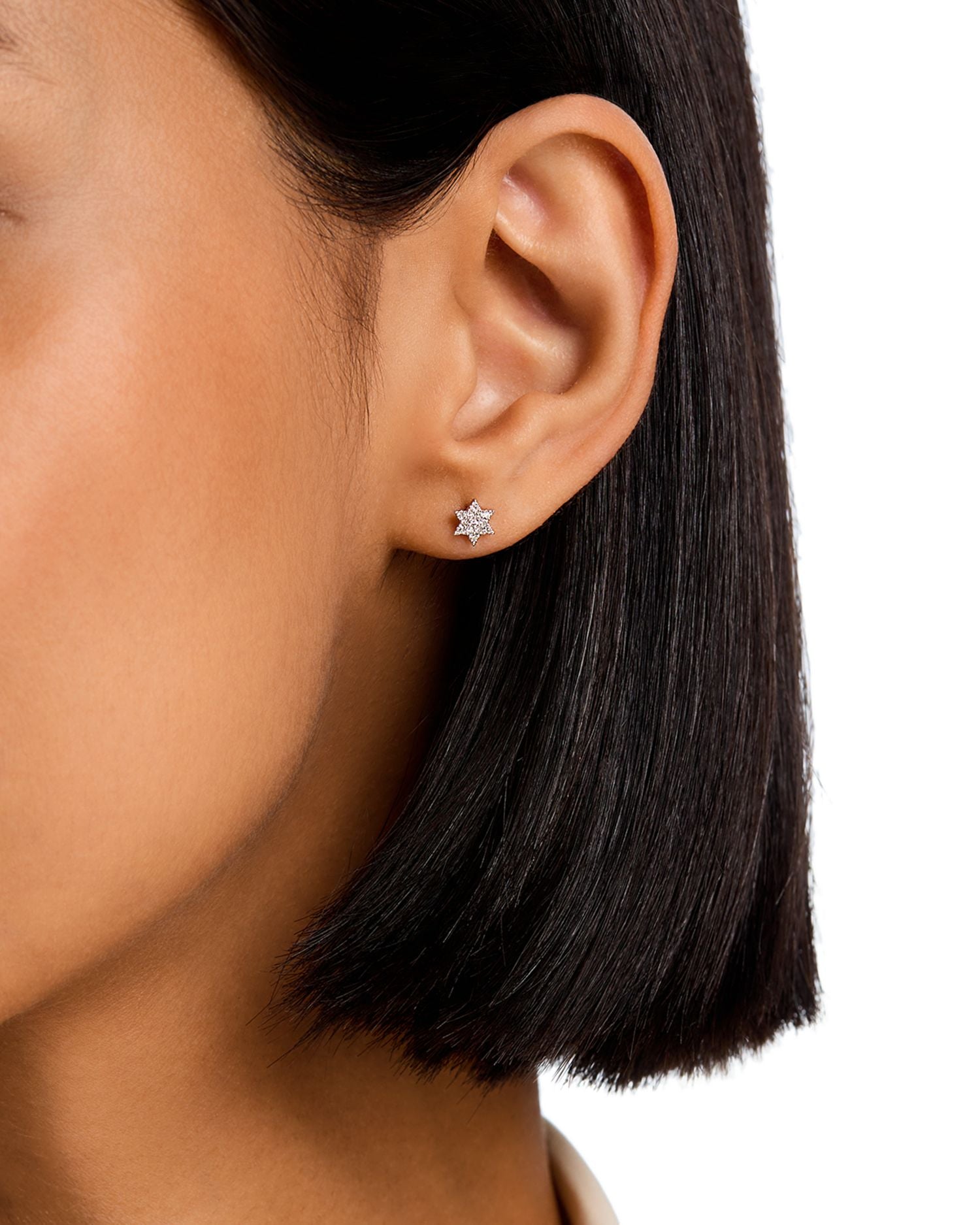 Diamond Pavé Star of David Stud Earrings in 14K White Gold, 0.10 ct. t.w.