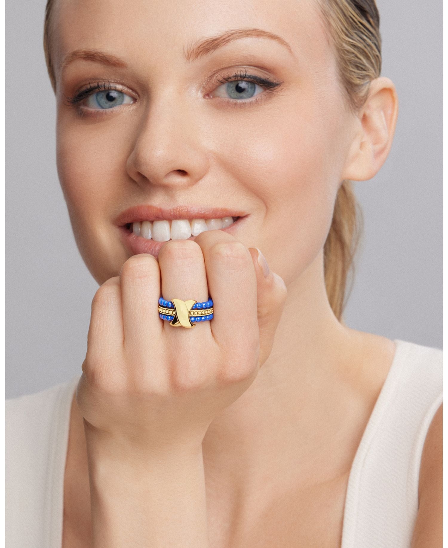 Meridian 18K Yellow Gold & Ceramic Caviar Stack Ring