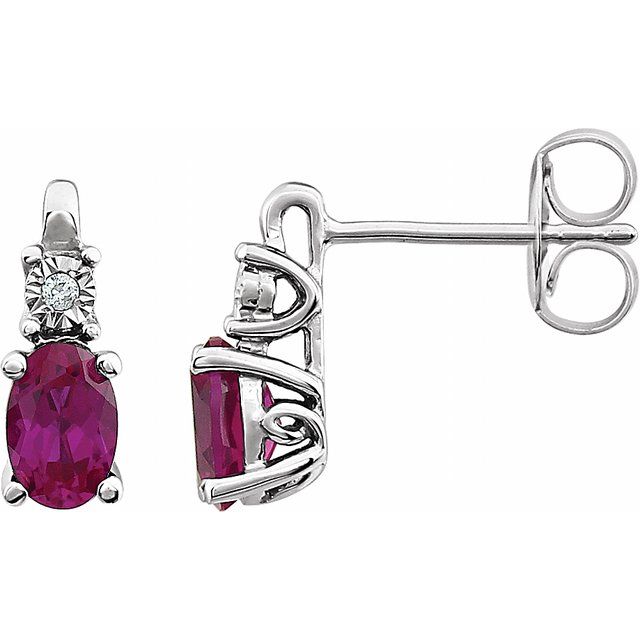 0.02Ct Lab-grown and Natural Diamond Earrings in 14K White Gold