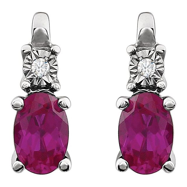 0.02Ct Lab-grown and Natural Diamond Earrings in 14K White Gold
