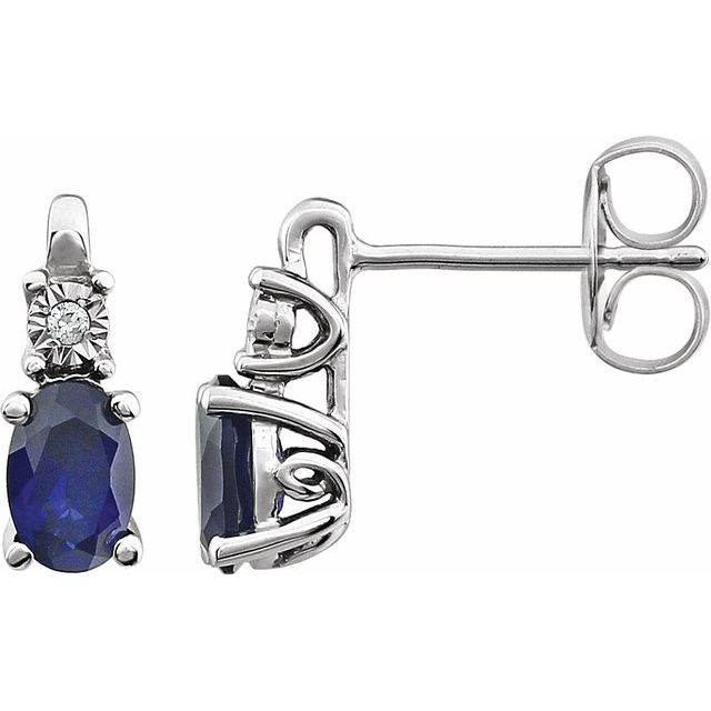 0.02Ct Lab-grown and Natural Diamond Earrings in 14K White Gold