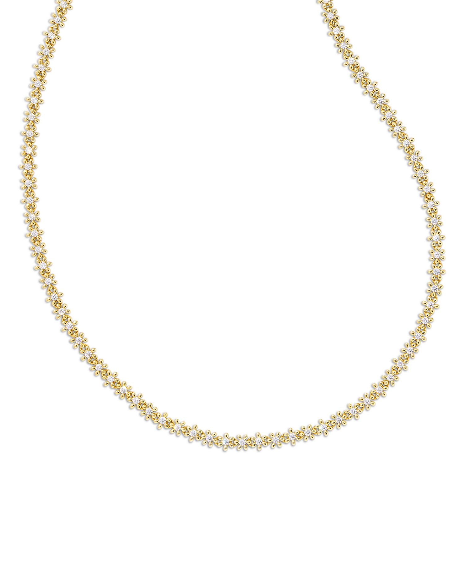 Nydia Cubic Zirconia Flower Strand Necklace in 14K Gold Plated, 14"-18"