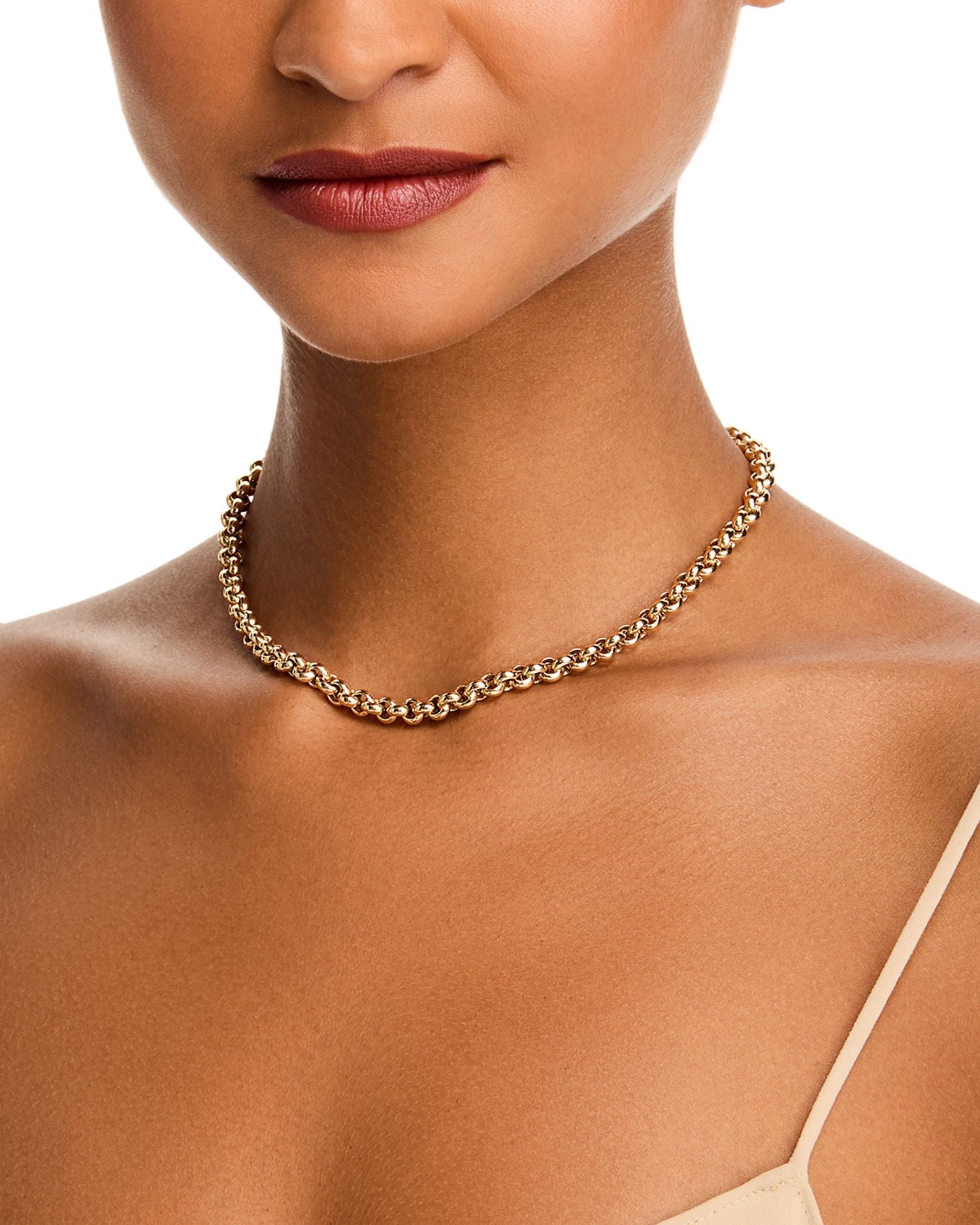 14K Yellow Gold Chunky Rolo Link Chain Necklace, 16'