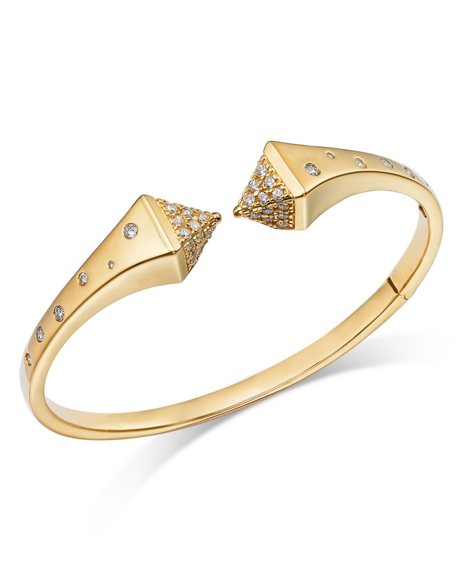 Diamond Pyramid Cuff Bangle Bracelet in 14K Yellow Gold, 1.0 ct. t.w.