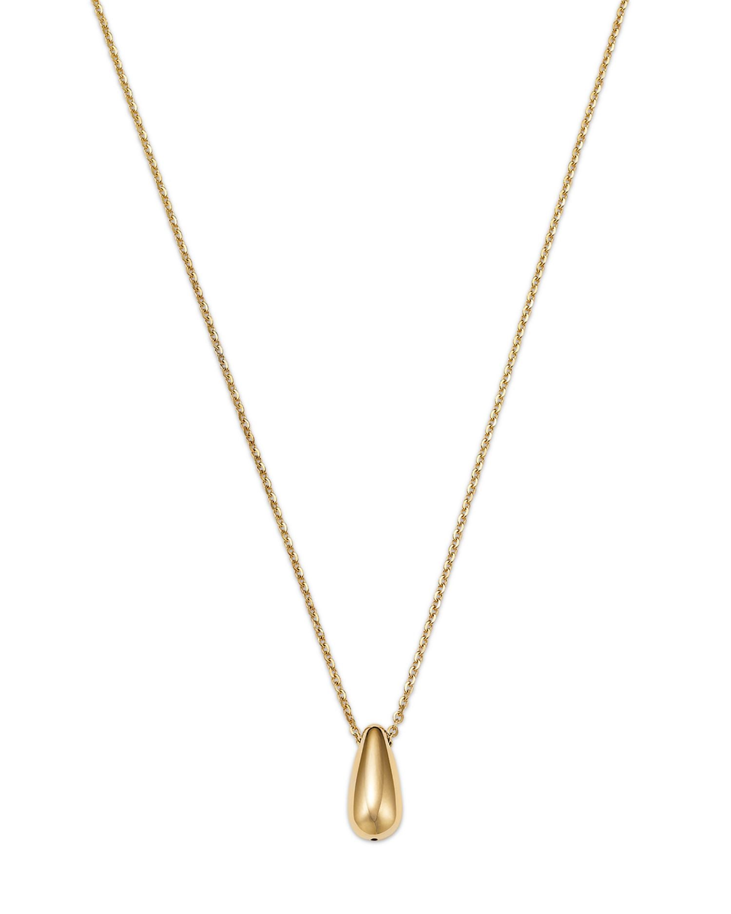 14K Yellow Gold Polished Dew Drop Pendant Necklace, 18'