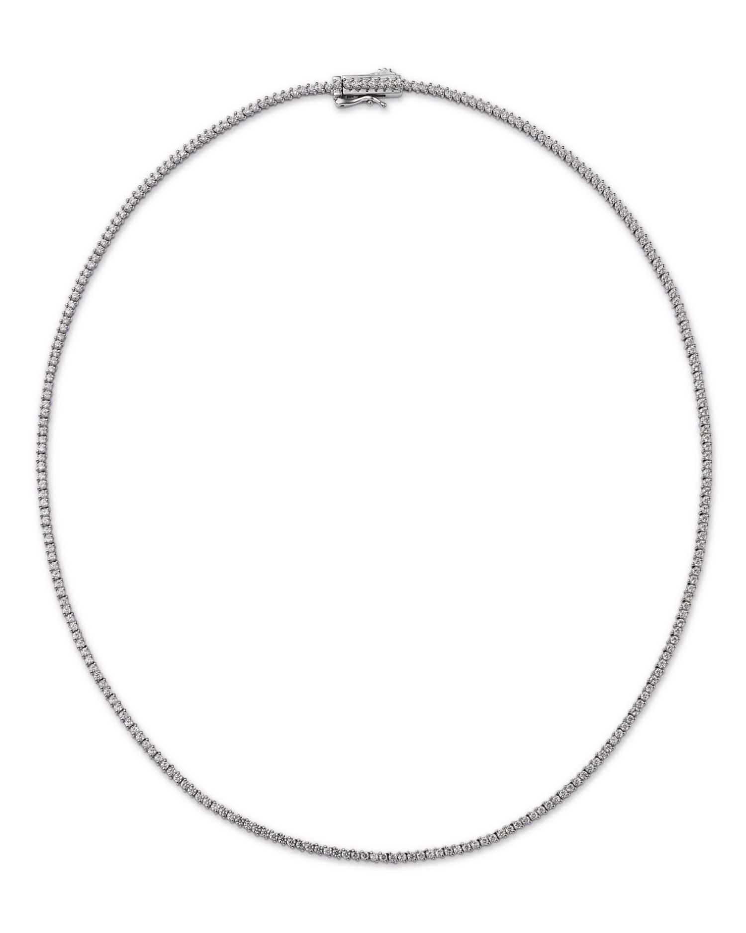 Certified Diamond Double Prong Tennis Necklace in 14K White Gold, 3.0 ct. t.w.