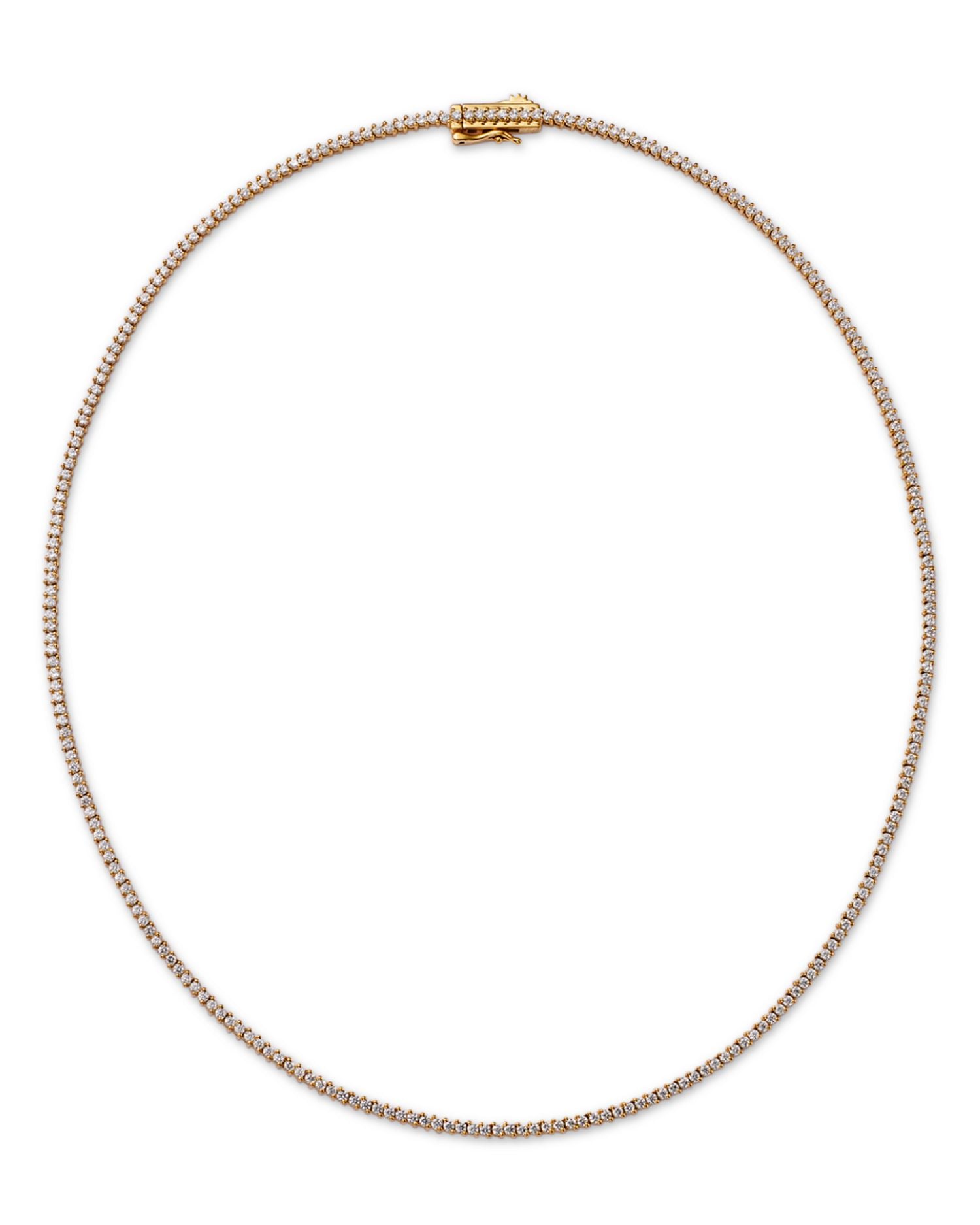 Certified Diamond Double Prong Tennis Necklace in 14K Yellow Gold, 3.0 ct. t.w.