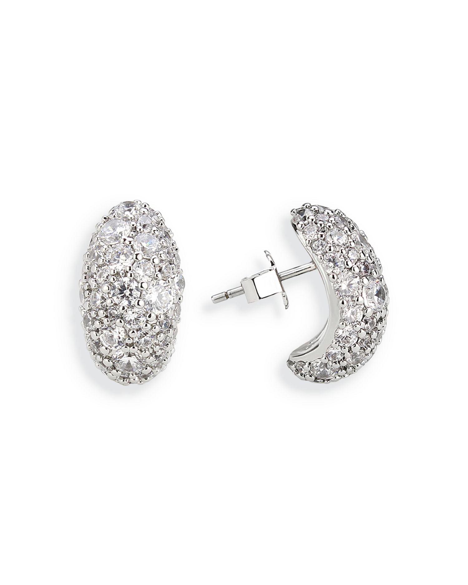 Stone Cluster Huggie Hoop Earrings - Exclusive