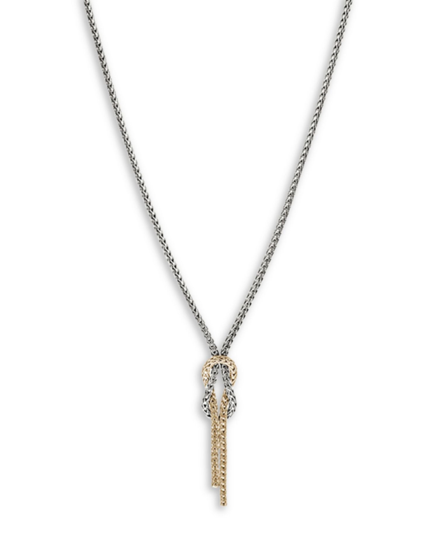 14K Yellow Gold & Sterling Silver Love Knot Lariat Necklace, 16-18