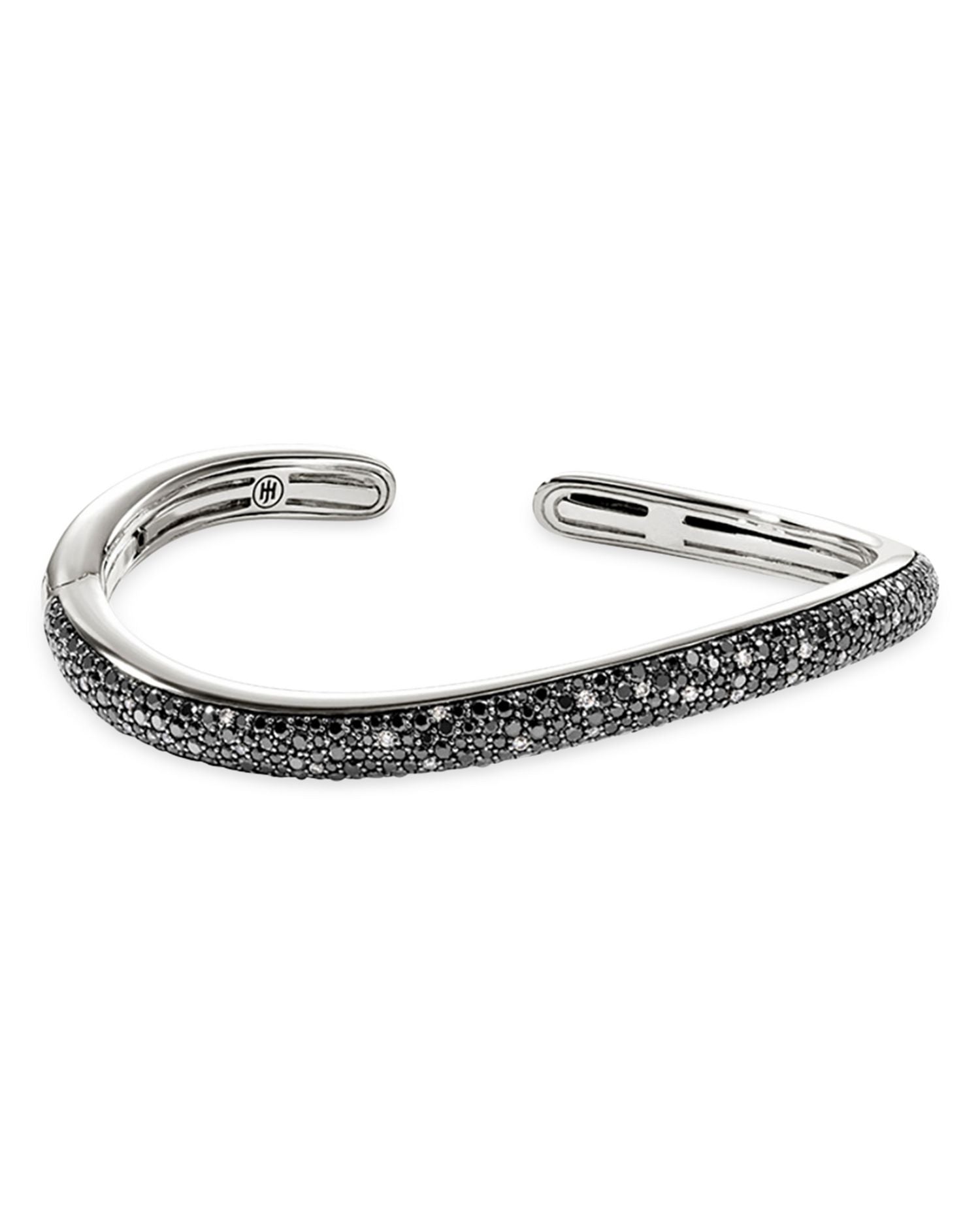 Sterling Silver Surf Diamond Pavé Black Sand Cuff Bangle Bracelet