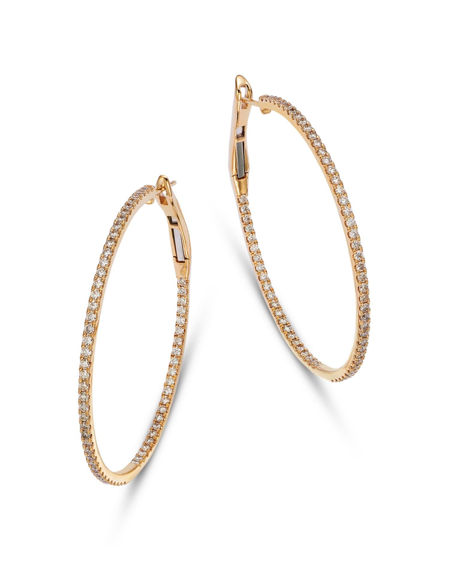 Diamond Inside Out Large Hoop Earrings in 14K Yellow Gold, 2.25 ct. t.w.