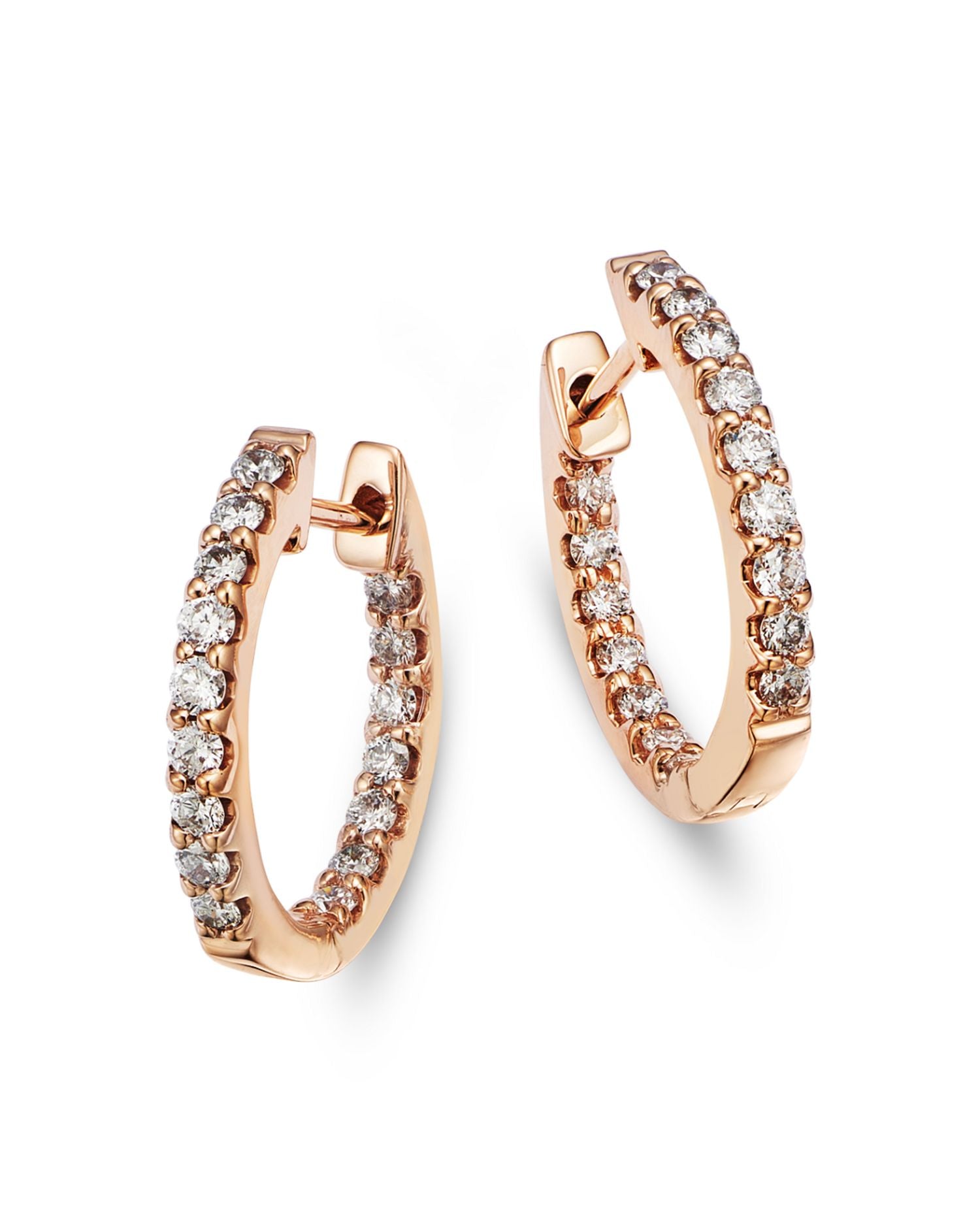 Diamond Inside Out Huggie Hoop Earrings in 14K Rose Gold, 0.50 ct. t.w.
